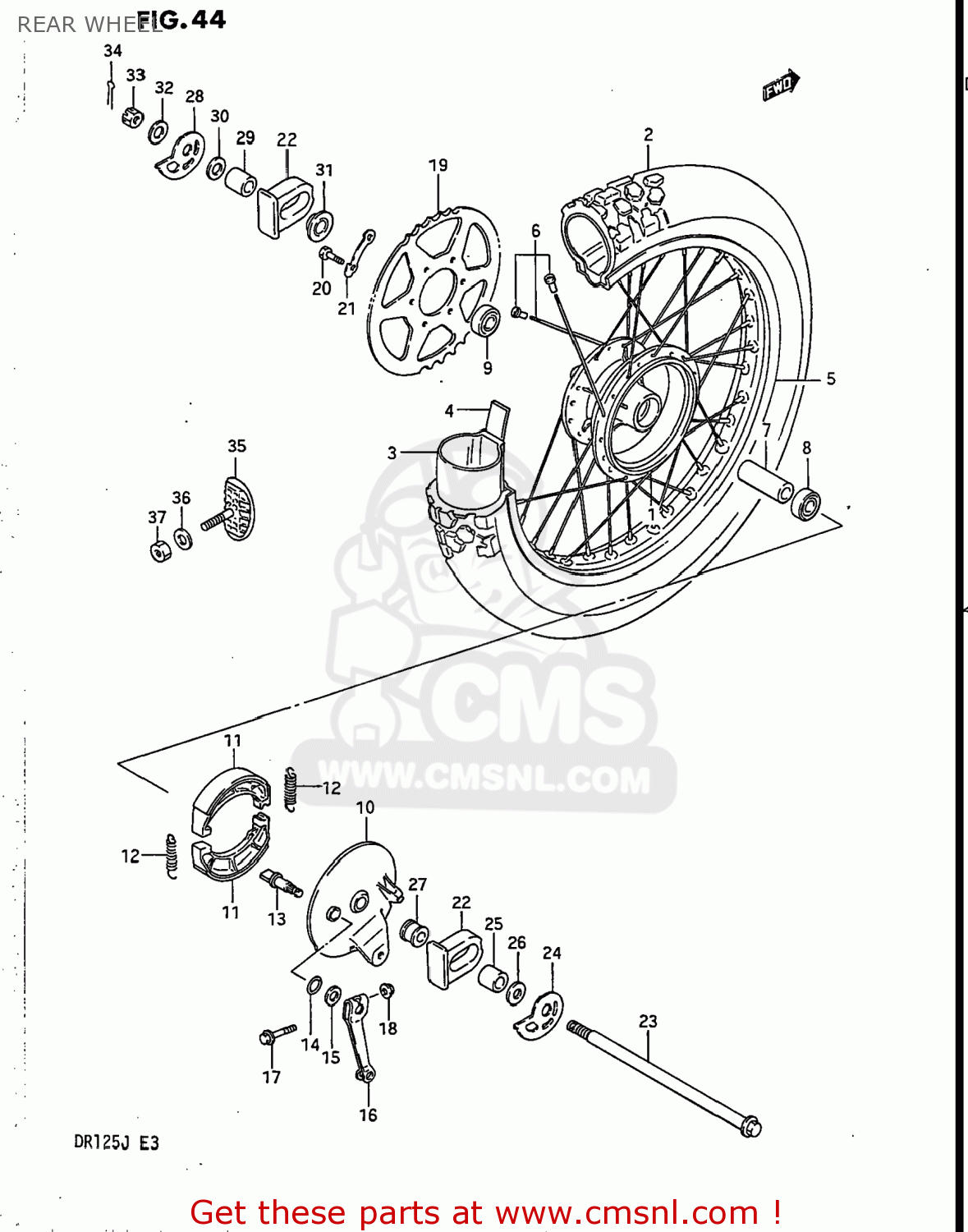 REAR WHEEL DR125 1986 (G) USA (E03)
