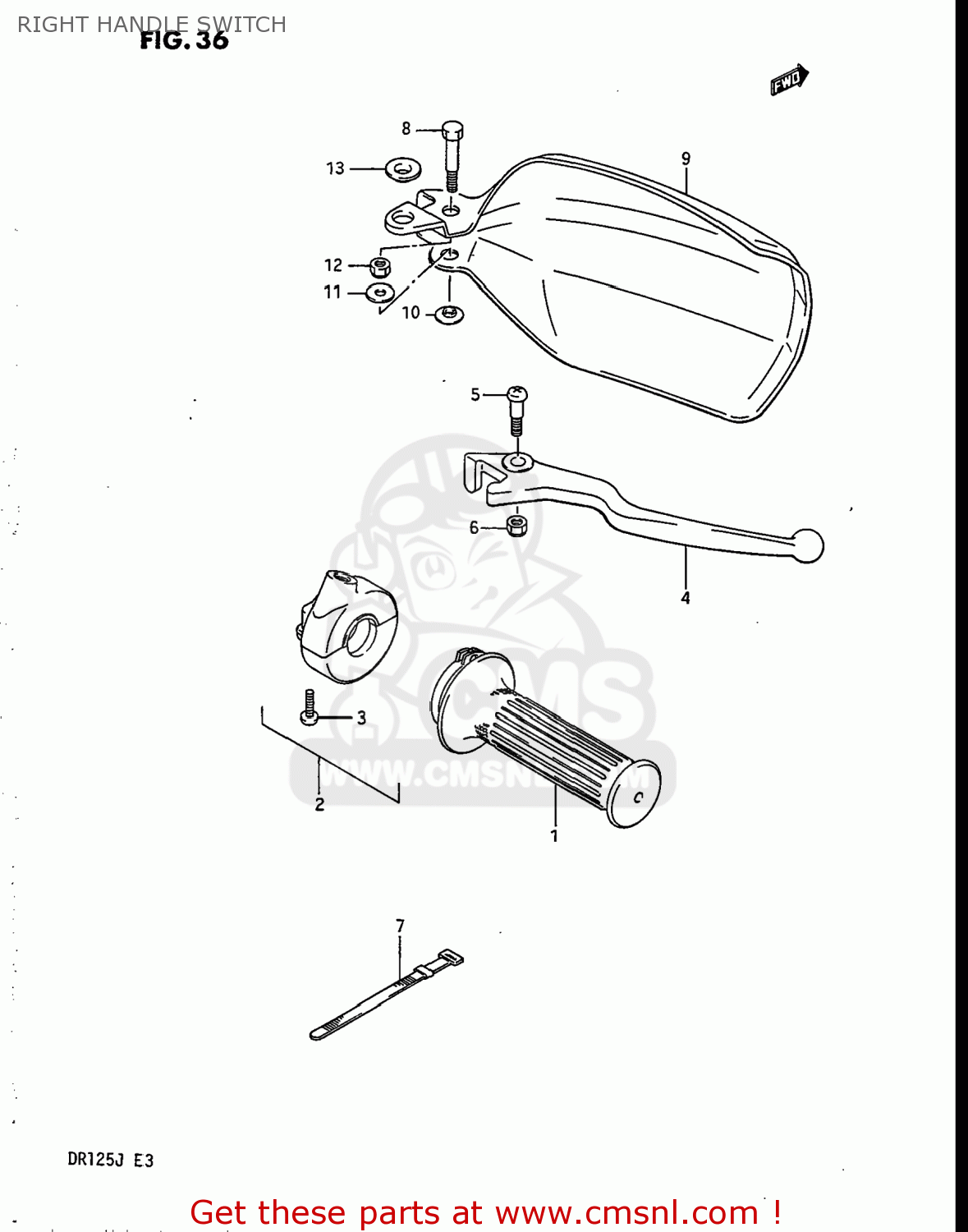 RIGHT HANDLE SWITCH DR125 1986 (G) USA (E03)