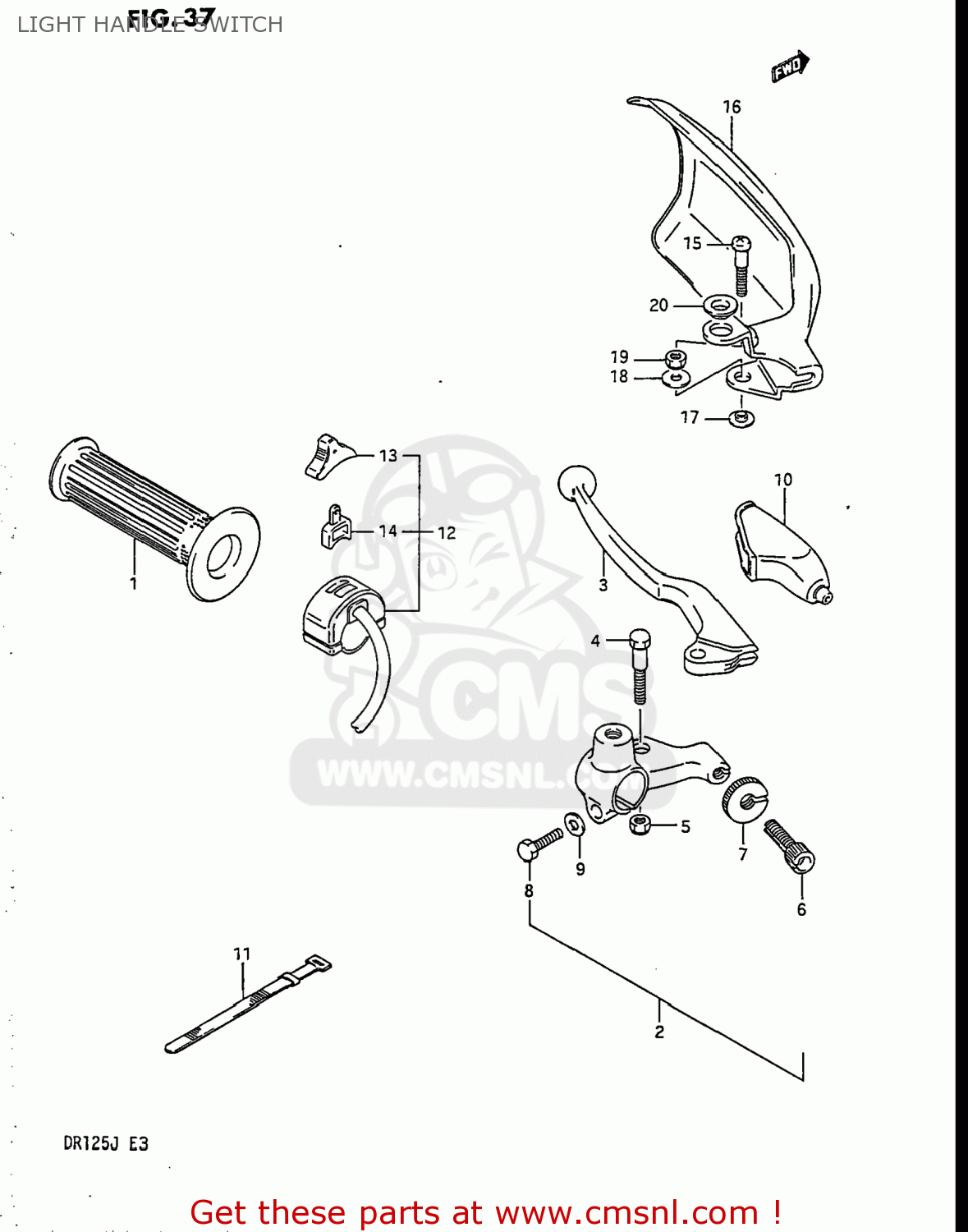 LIGHT HANDLE SWITCH DR125 1987 (H) USA (E03)