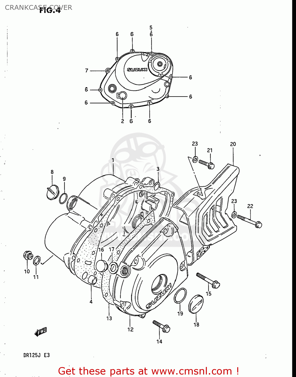 CRANKCASE COVER DR125 1988 (J) USA (E03)