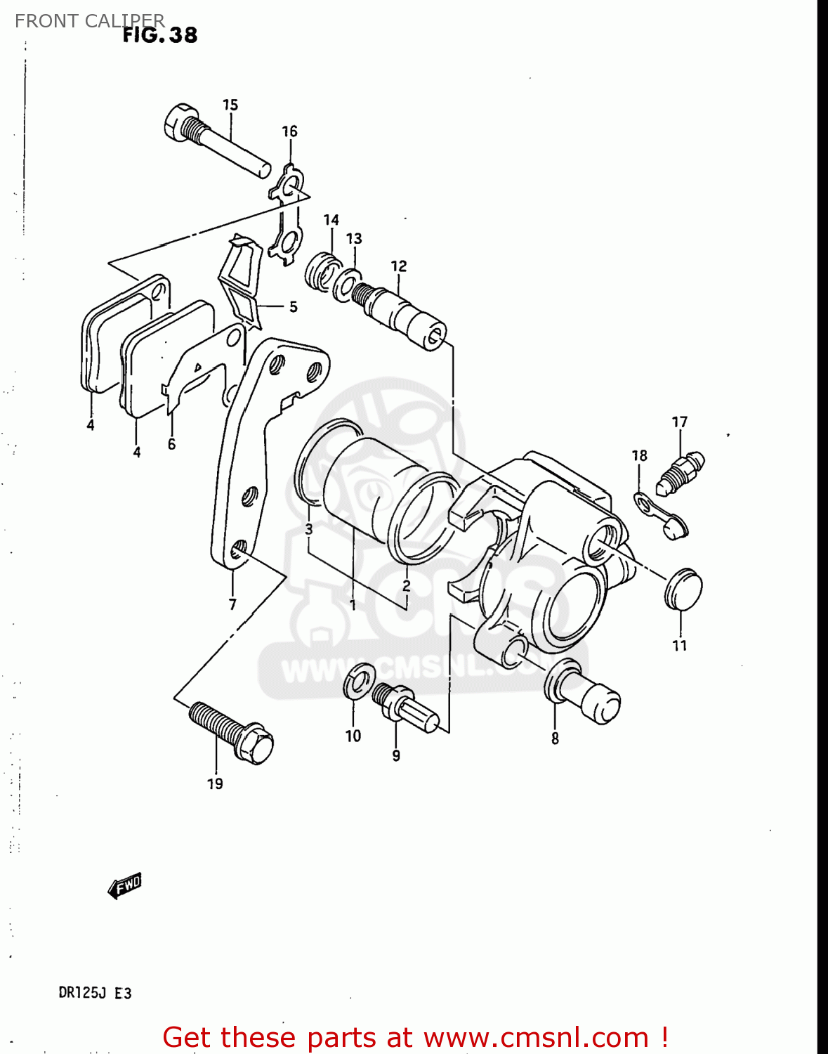 FRONT CALIPER DR125 1988 (J) USA (E03)