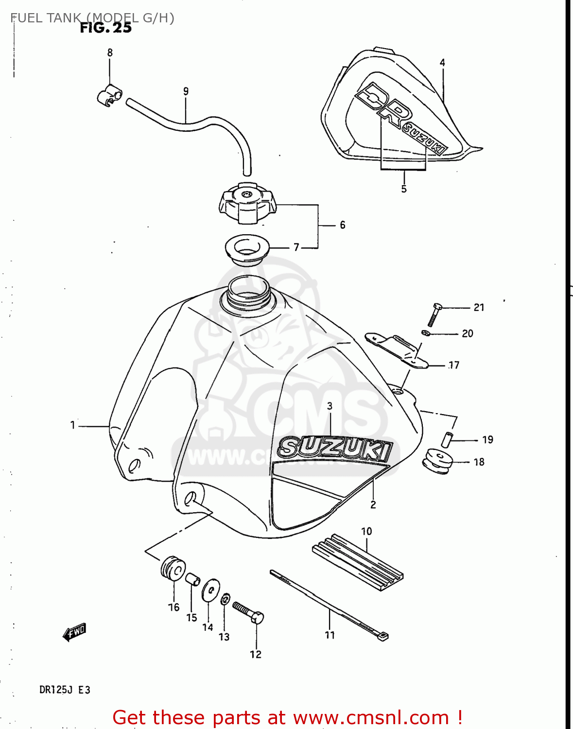 FUEL TANK (MODEL G/H) DR125 1988 (J) USA (E03)
