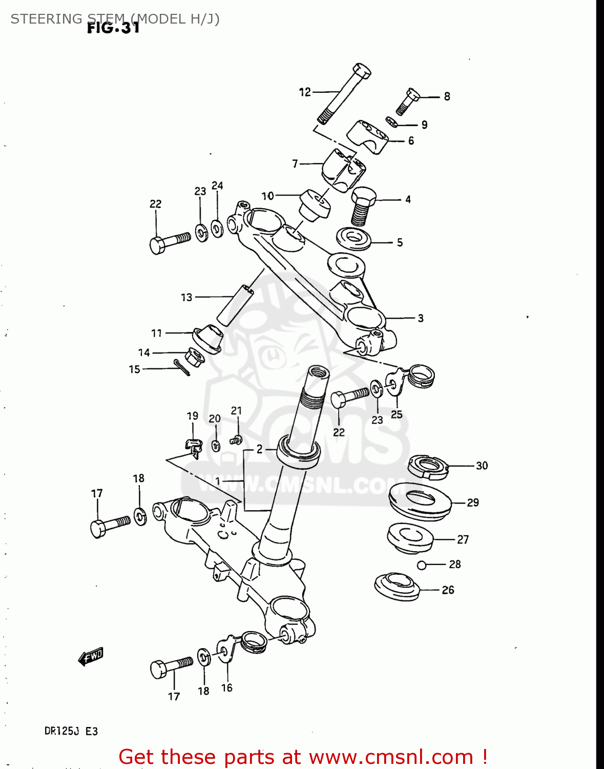 STEERING STEM (MODEL H/J) DR125 1988 (J) USA (E03)
