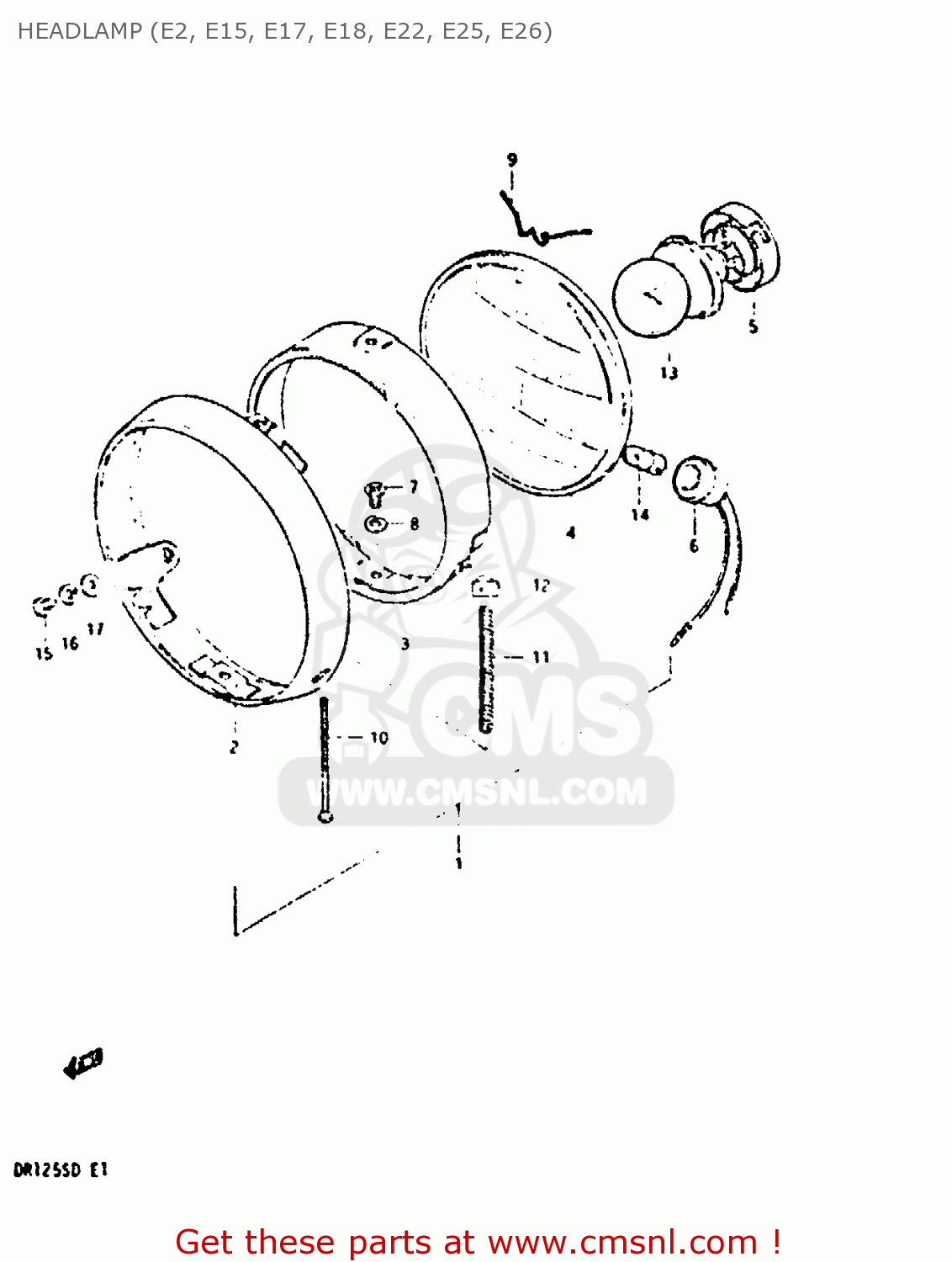HEADLAMP (E2, E15, E17, E18, E22, E25, E26) DR125S 1982 (Z)