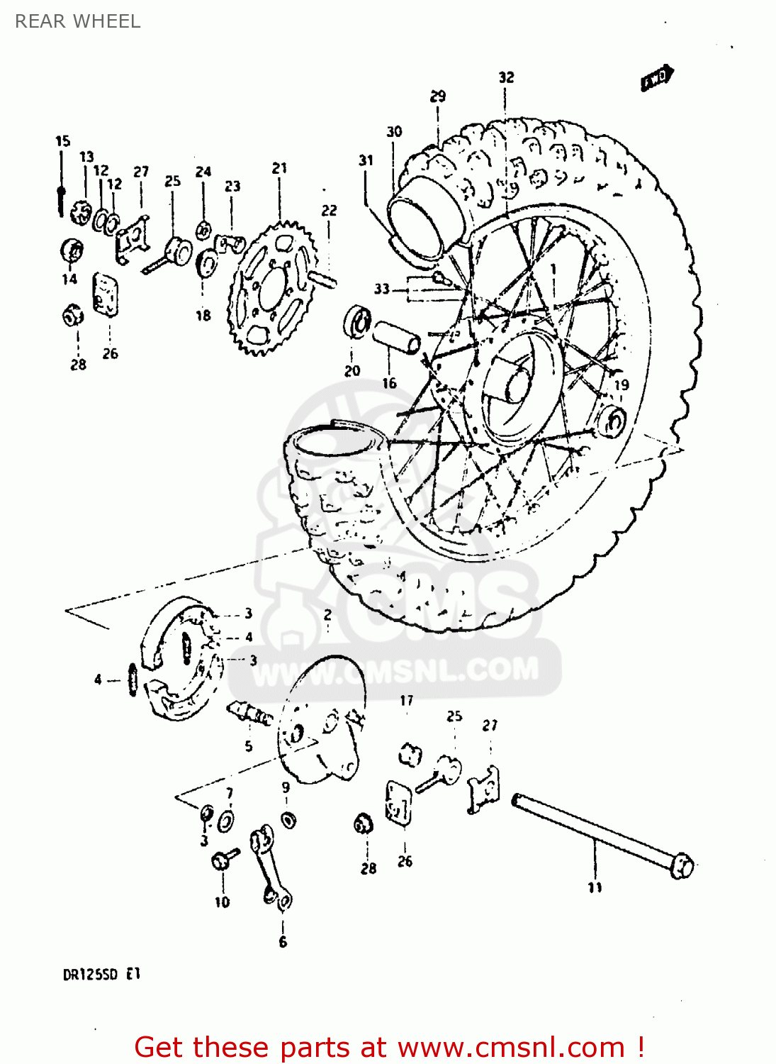 REAR WHEEL DR125S 1982 (Z)
