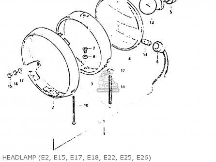 HEADLAMP (E2, E15, E17, E18, E22, E25, E26) - DR125S 1982 (Z)