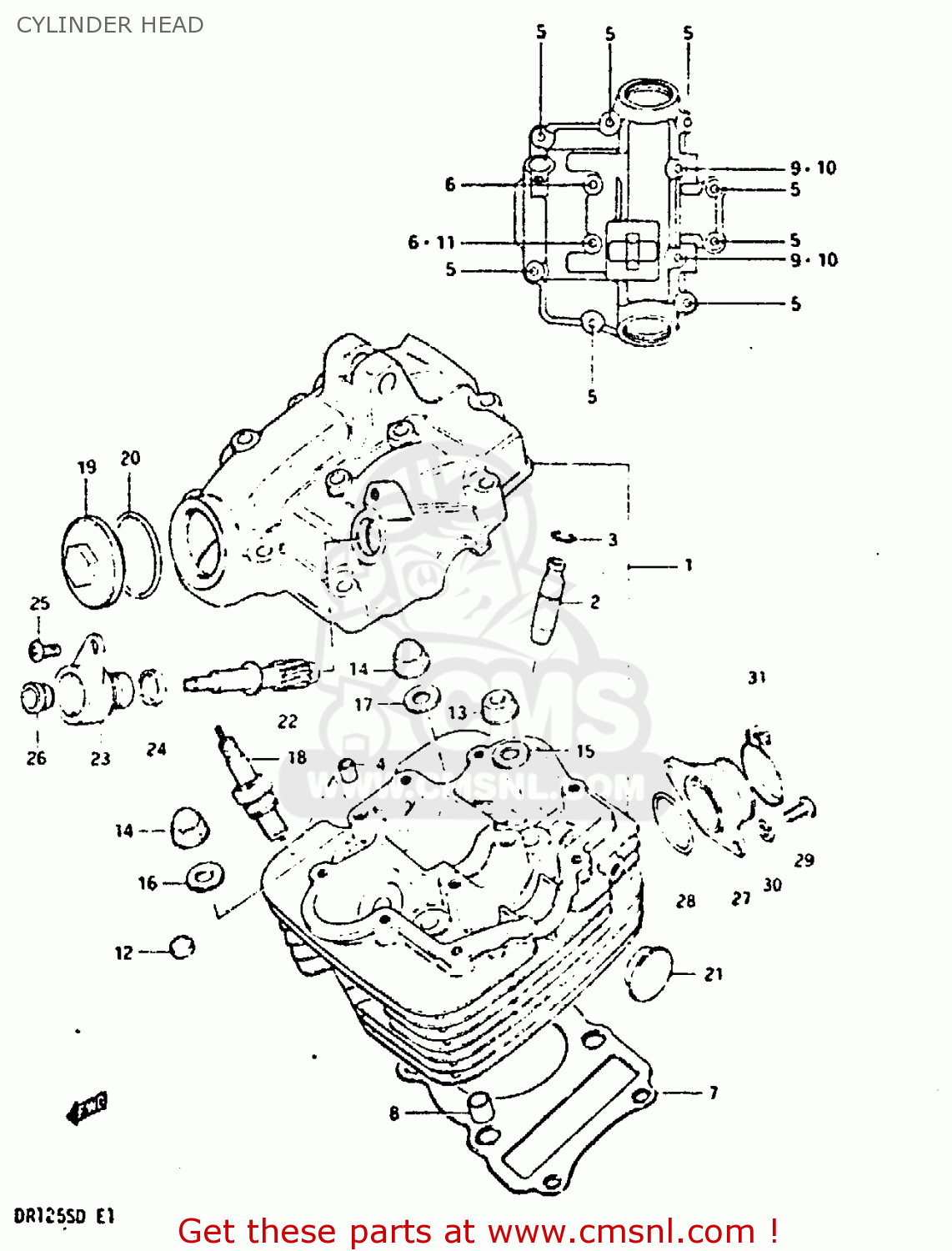 Suzuki DR125S 1983 (D) CYLINDER HEAD - buy original CYLINDER HEAD ...