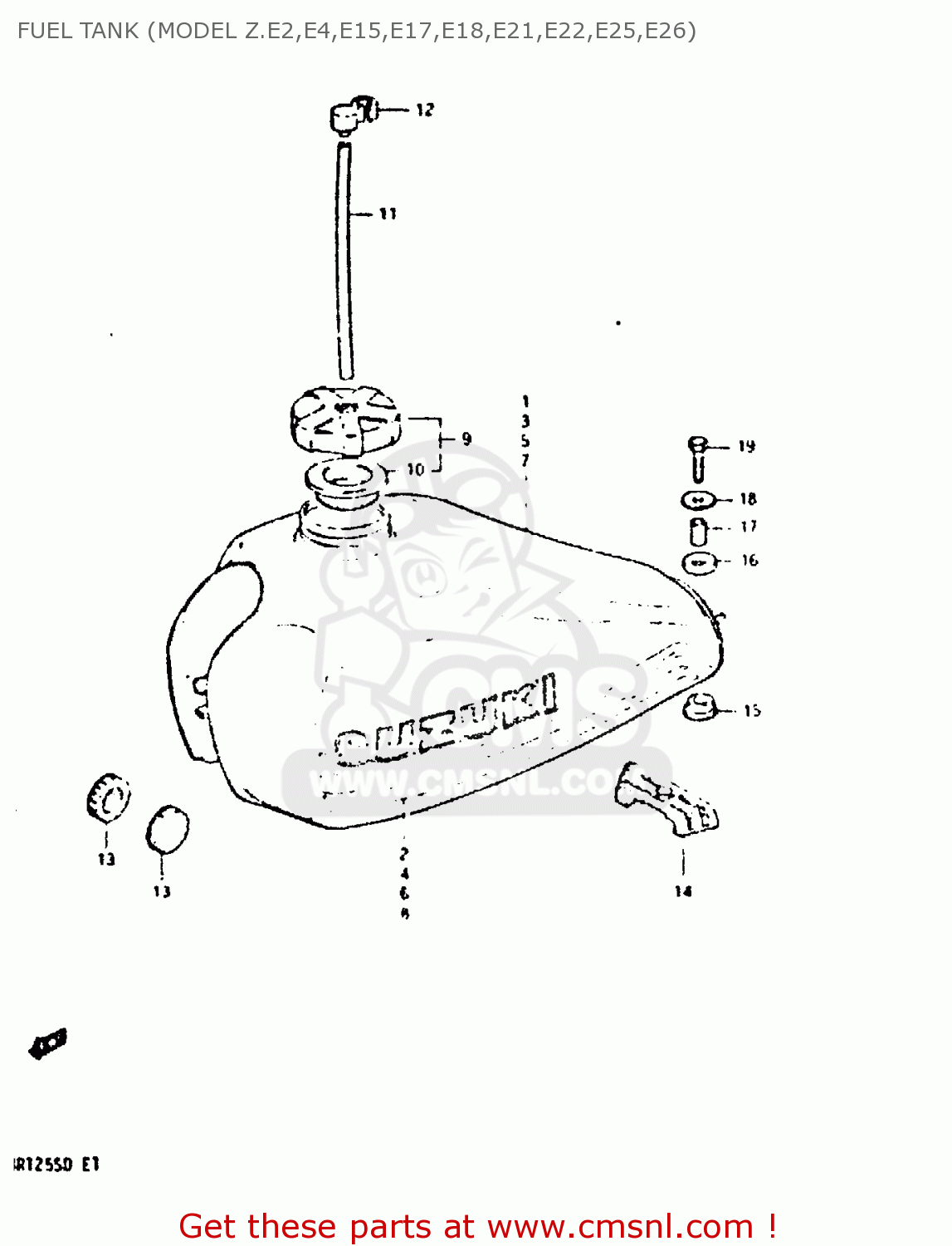 FUEL TANK (MODEL Z.E2,E4,E15,E17,E18,E21,E22,E25,E26) DR125S 1983 (D)