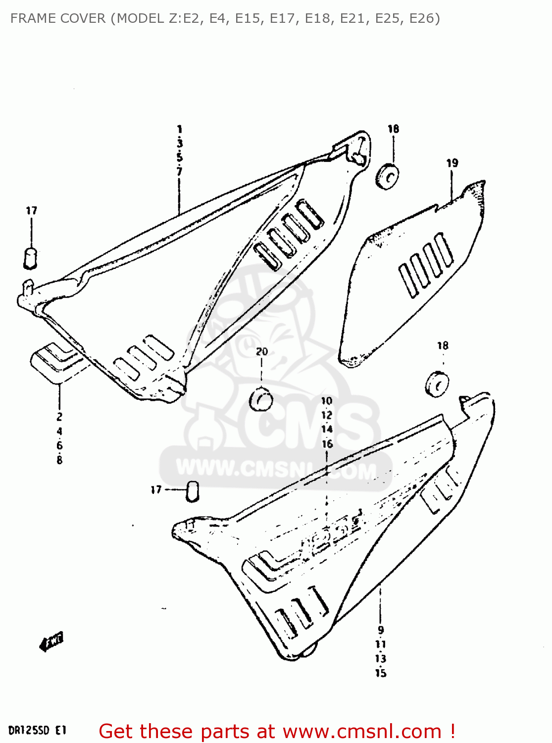 FRAME COVER (MODEL Z:E2, E4, E15, E17, E18, E21, E25, E26) DR125S 1983 (D)