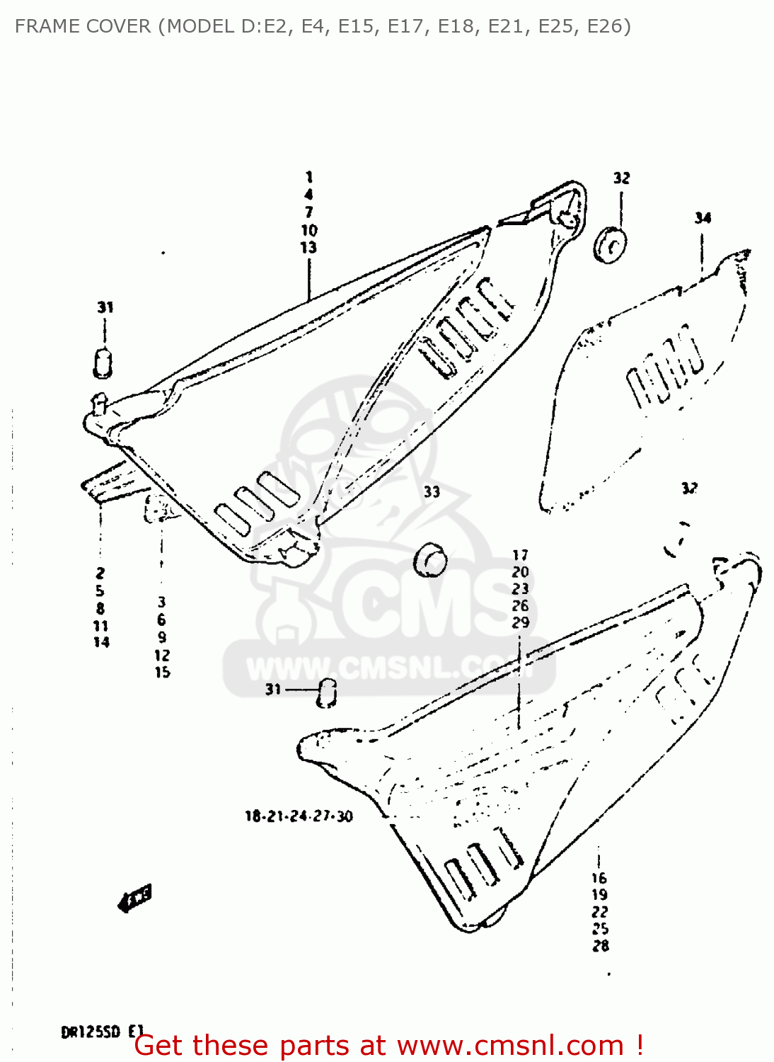 FRAME COVER (MODEL D:E2, E4, E15, E17, E18, E21, E25, E26) DR125S 1983 (D)