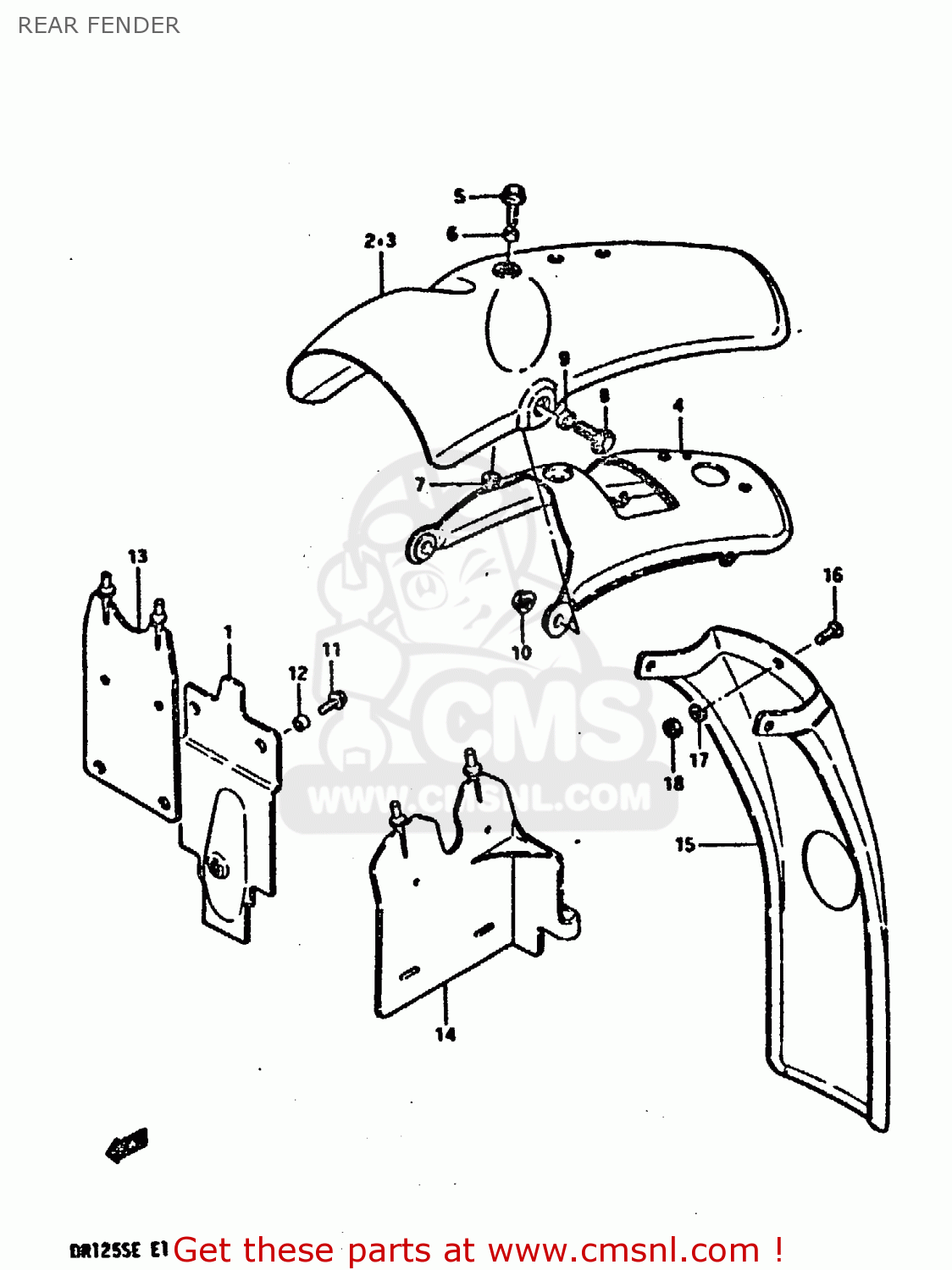 Suzuki DR125S 1984 (E) REAR FENDER - buy original REAR FENDER spares online