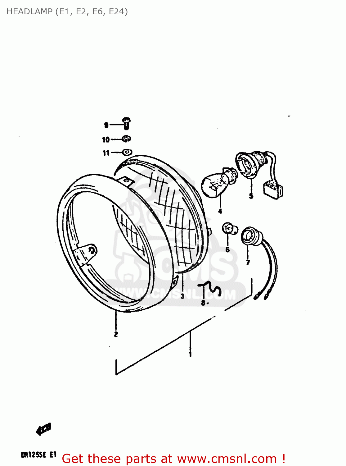 HEADLAMP (E1, E2, E6, E24) DR125S 1984 (E)