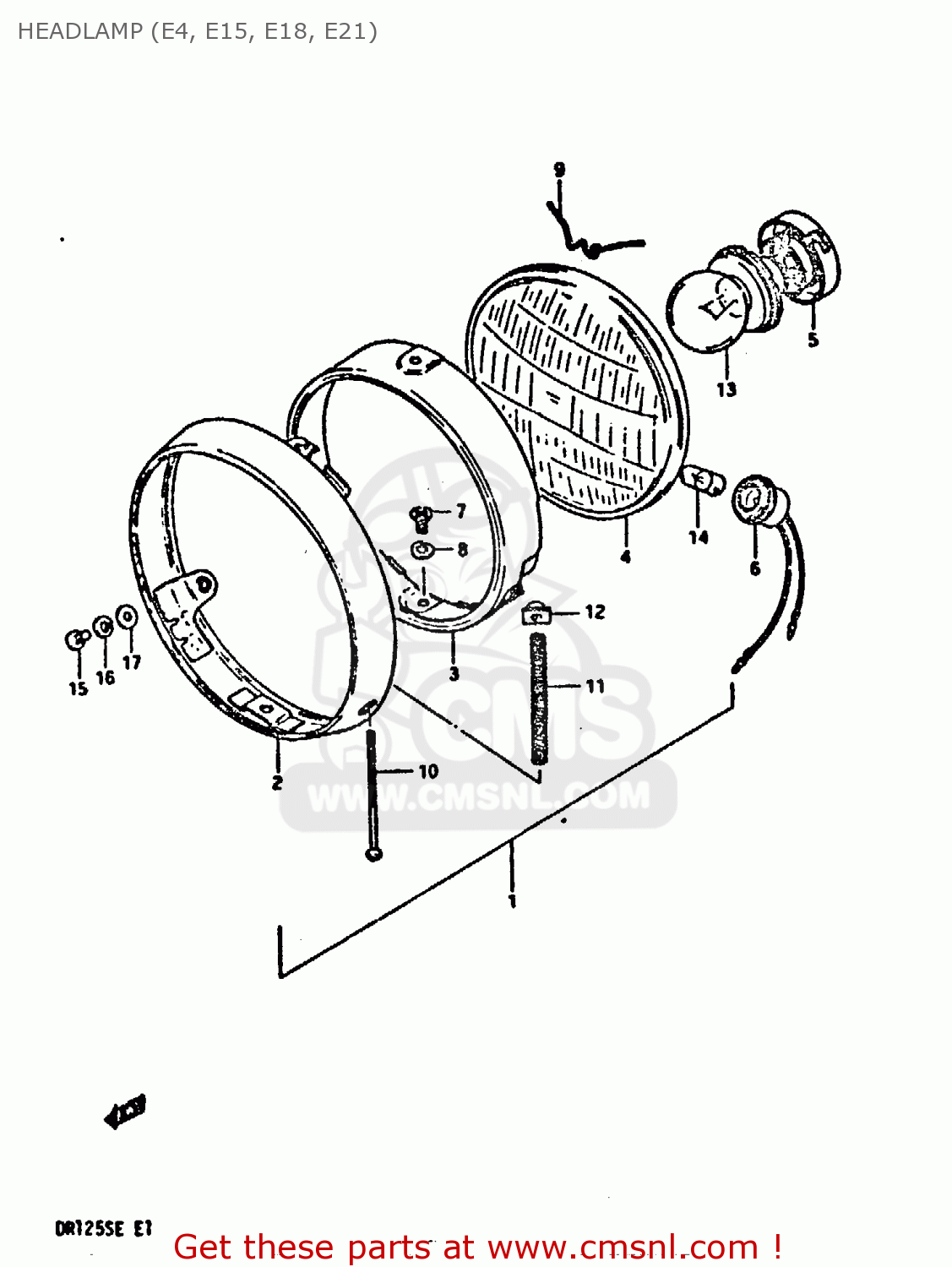 HEADLAMP (E4, E15, E18, E21) DR125S 1984 (E)