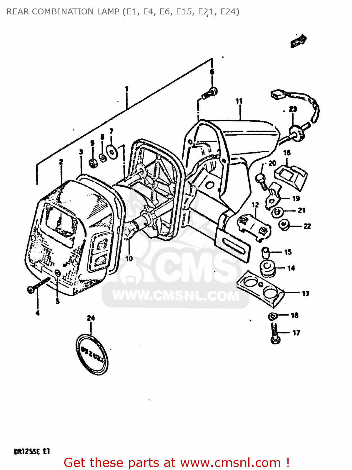 REAR COMBINATION LAMP (E1, E4, E6, E15, E21, E24) DR125S 1984 (E)