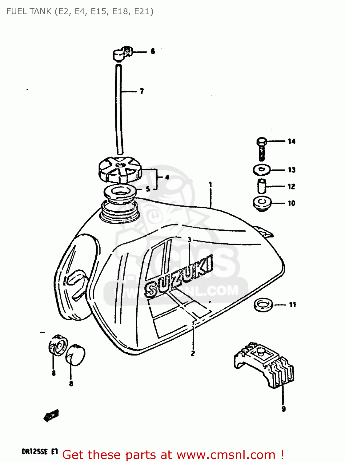 FUEL TANK (E2, E4, E15, E18, E21) DR125S 1984 (E)