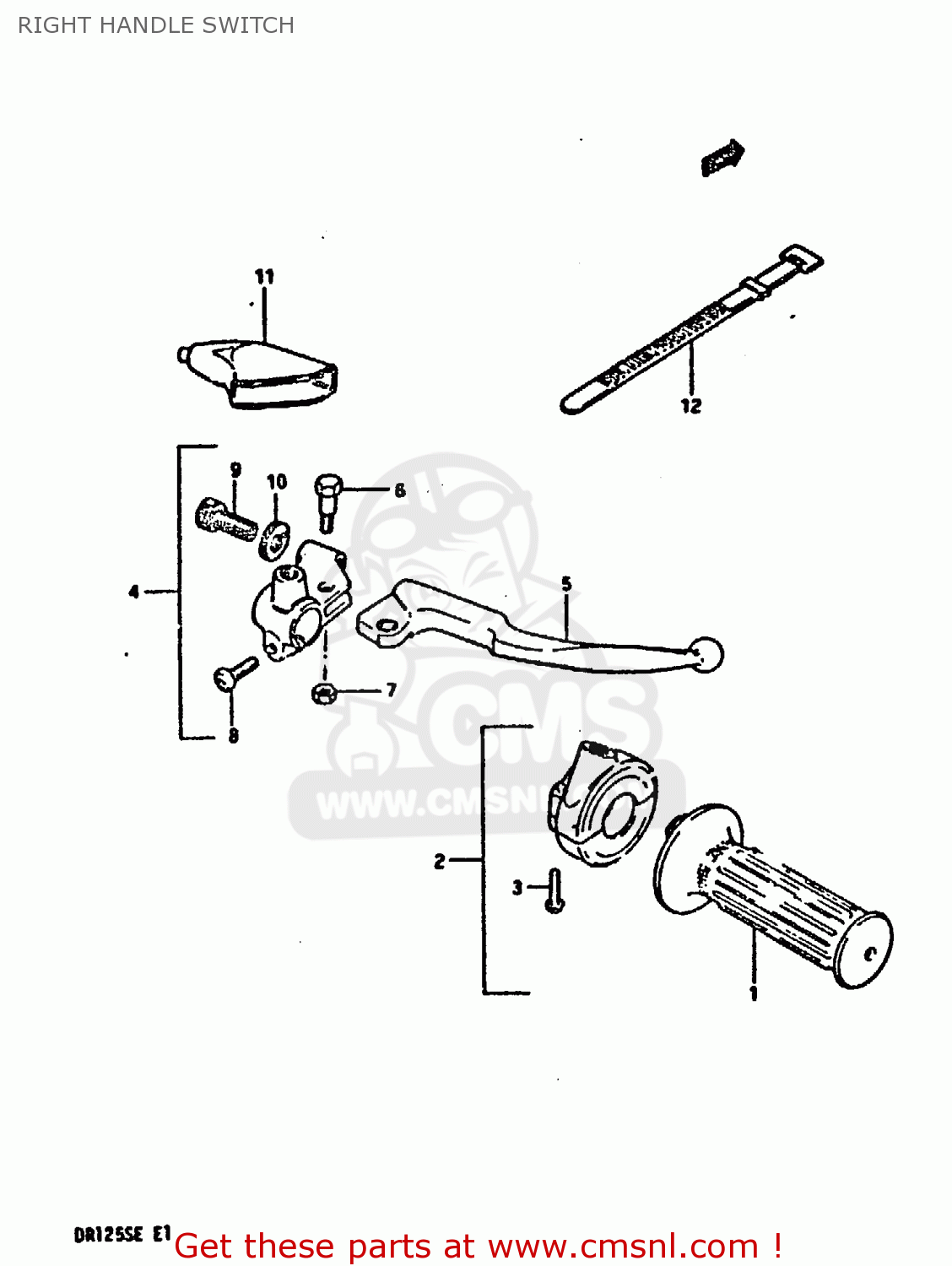 RIGHT HANDLE SWITCH DR125S 1984 (E)