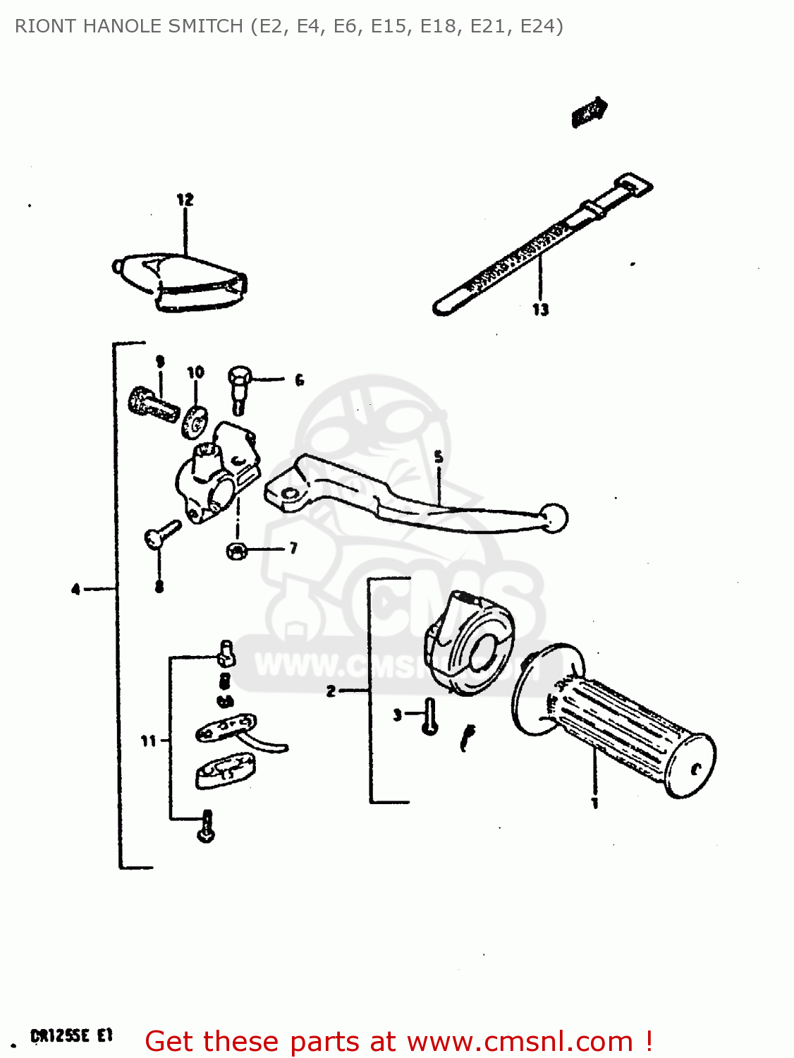 RIONT HANOLE SMITCH (E2, E4, E6, E15, E18, E21, E24) DR125S 1984 (E)