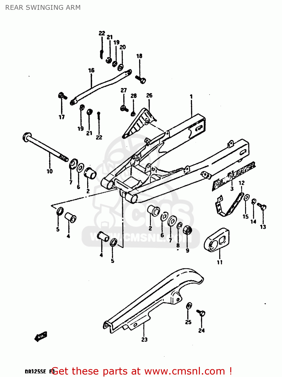 REAR SWINGING ARM DR125S 1984 (E)