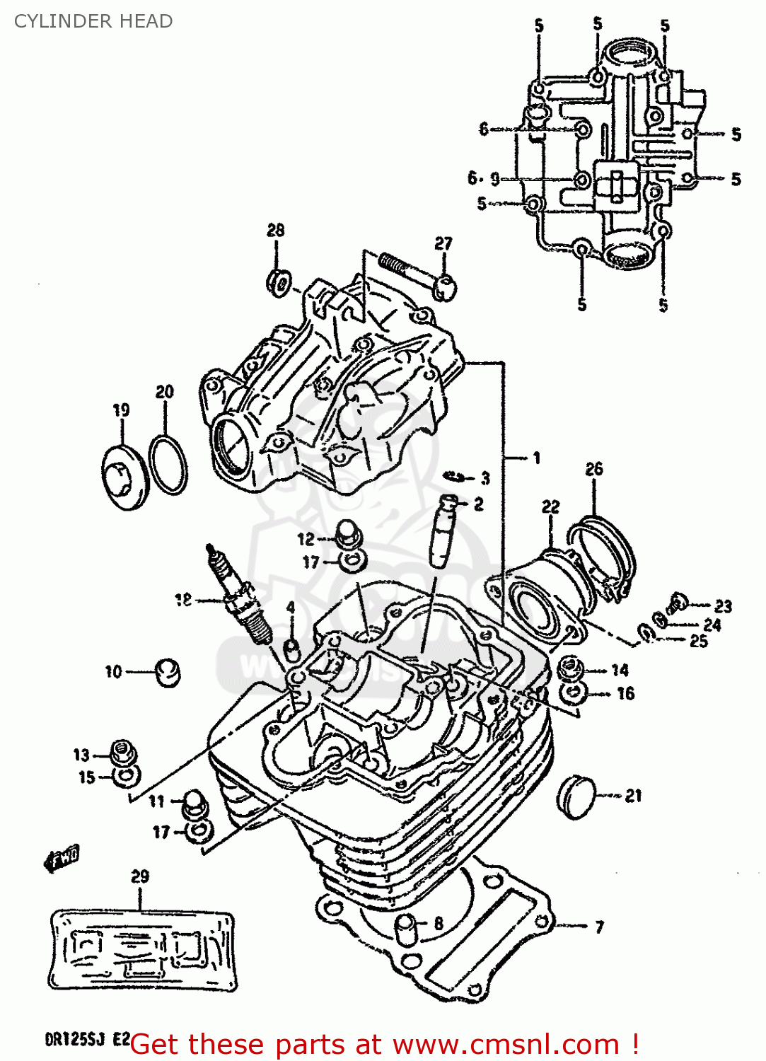 CYLINDER HEAD DR125S 1985 (F) (E01 E02 E04 E18 E24)