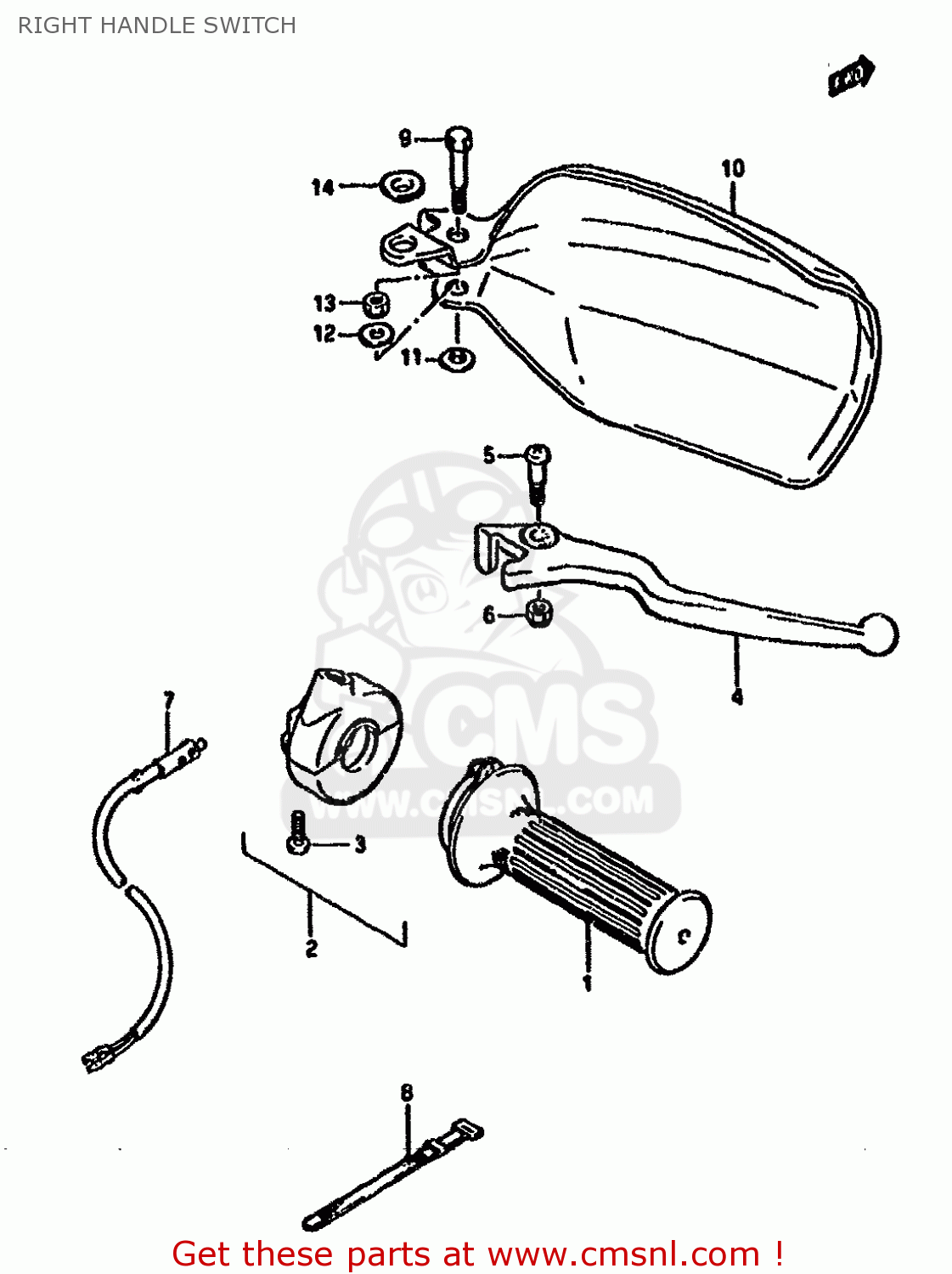RIGHT HANDLE SWITCH DR125S 1985 (F) (E01 E02 E04 E18 E24)