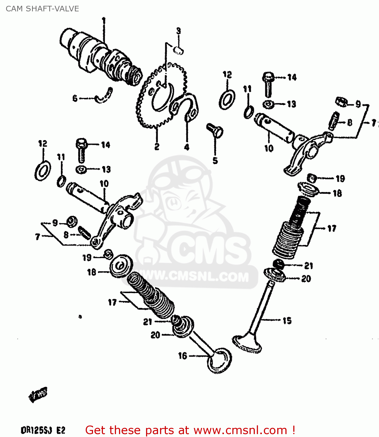 CAM SHAFT-VALVE DR125S 1985 (F) (E01 E02 E04 E18 E24)