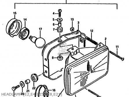 HEADLAMP (E2,E4,E15,E18,E21) - DR125S 1985 (F) (E01 E02 E04 E18 E24)