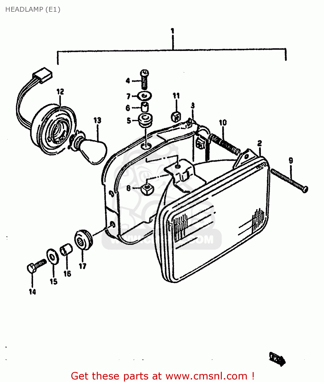 HEADLAMP (E1) DR125S 1987 (H) (E01 E02 E04 E15 E18 E21 E24)
