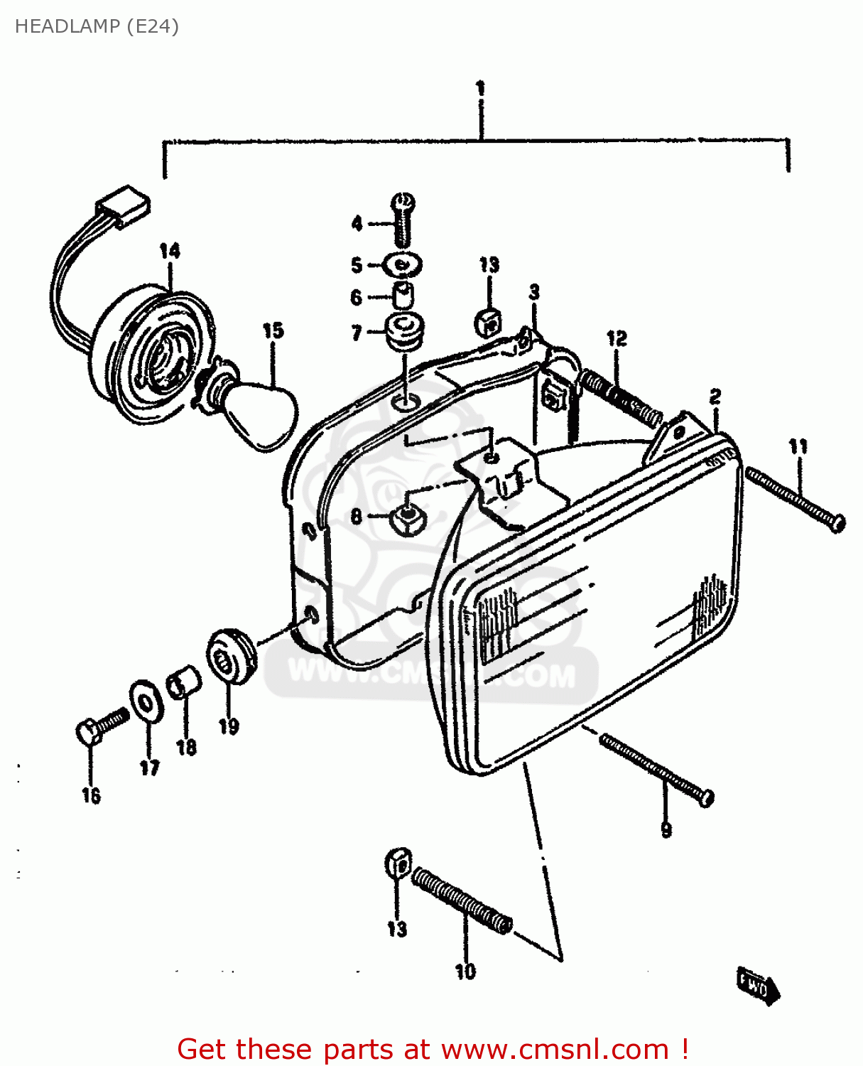 HEADLAMP (E24) DR125S 1987 (H) (E01 E02 E04 E15 E18 E21 E24)