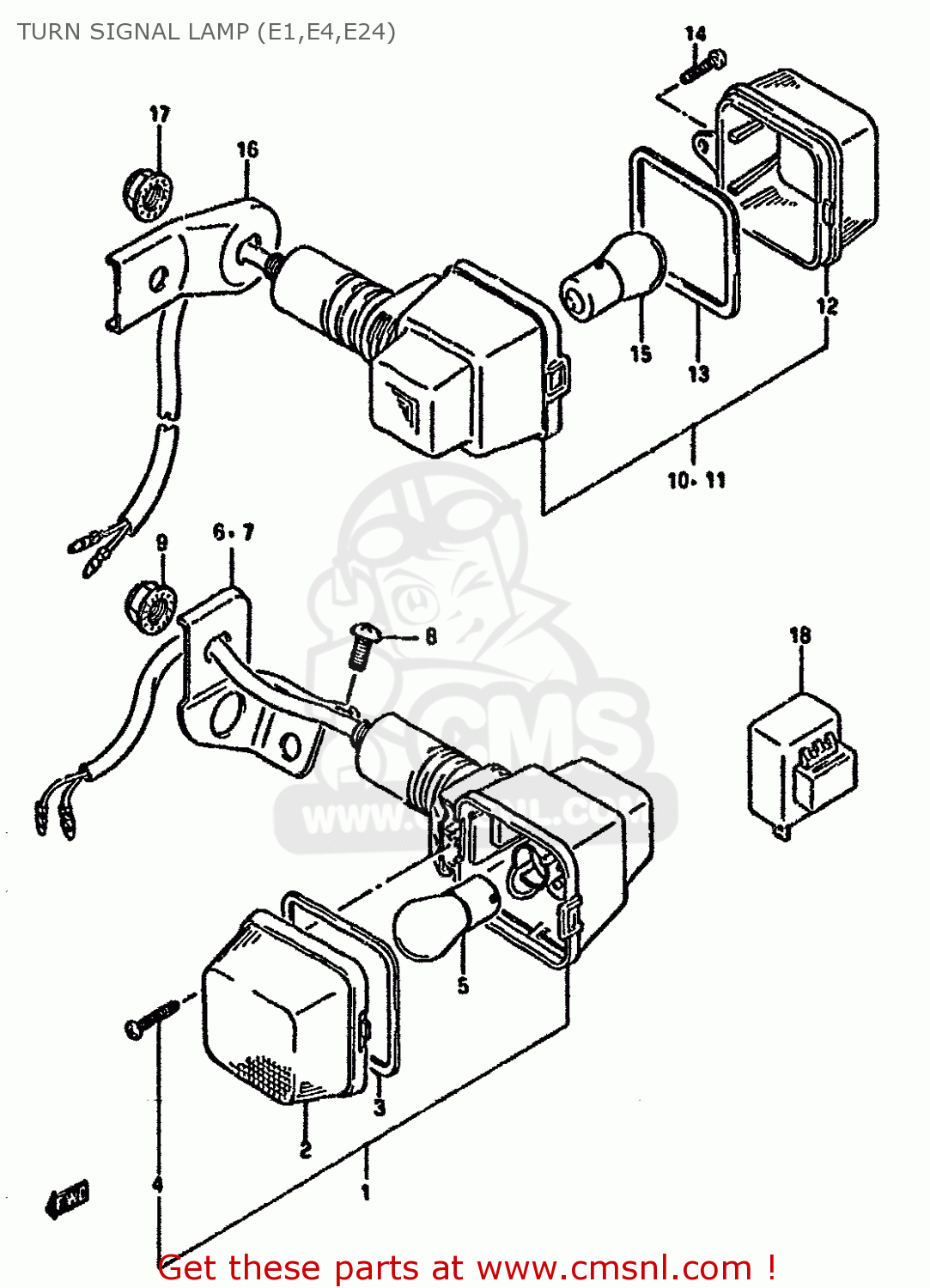 TURN SIGNAL LAMP (E1,E4,E24) DR125S 1987 (H) (E01 E02 E04 E15 E18 E21 E24)