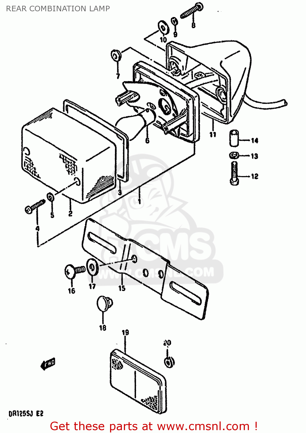 REAR COMBINATION LAMP DR125S 1987 (H) (E01 E02 E04 E15 E18 E21 E24)