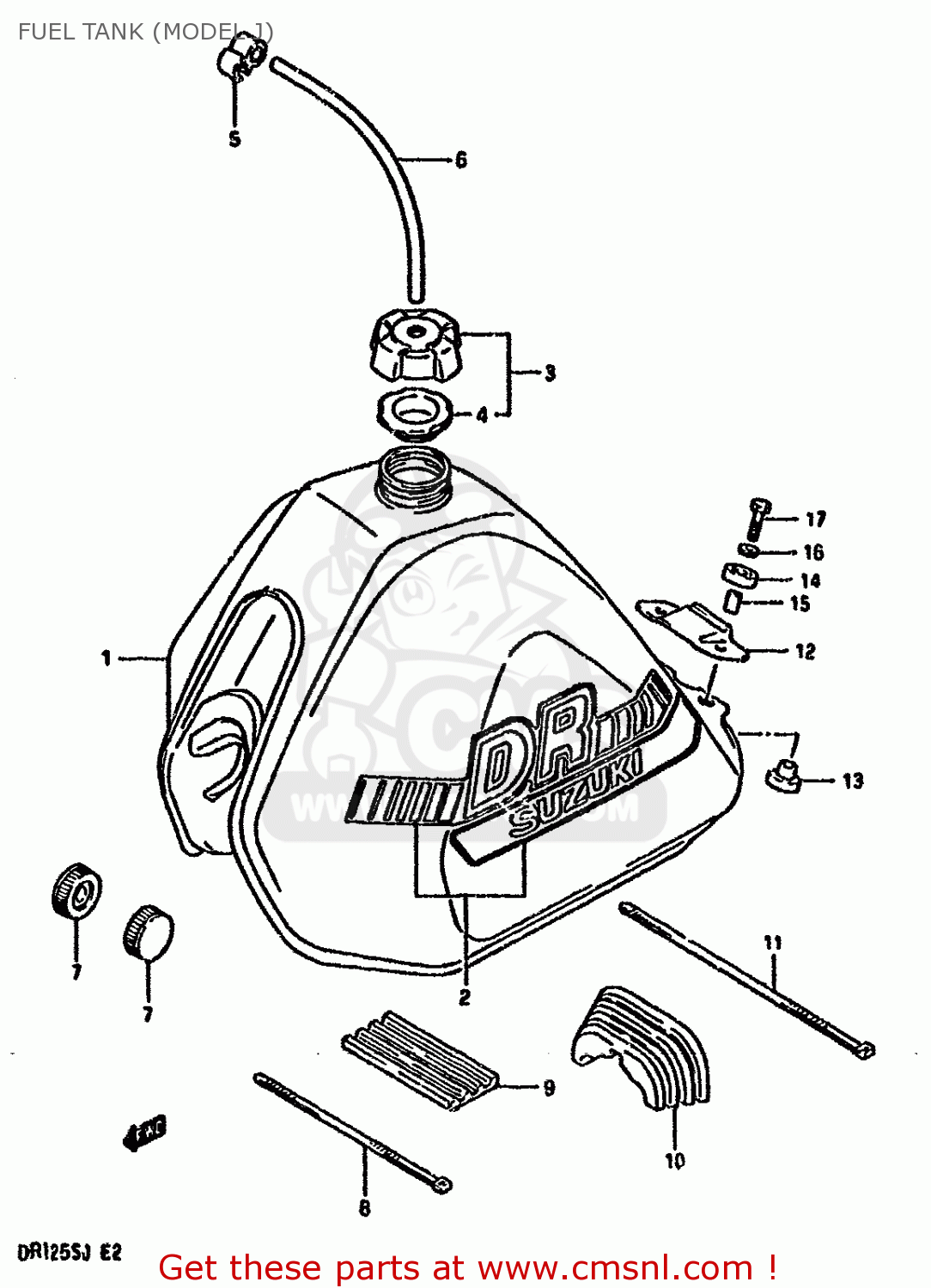 FUEL TANK (MODEL J) DR125S 1987 (H) (E01 E02 E04 E15 E18 E21 E24)