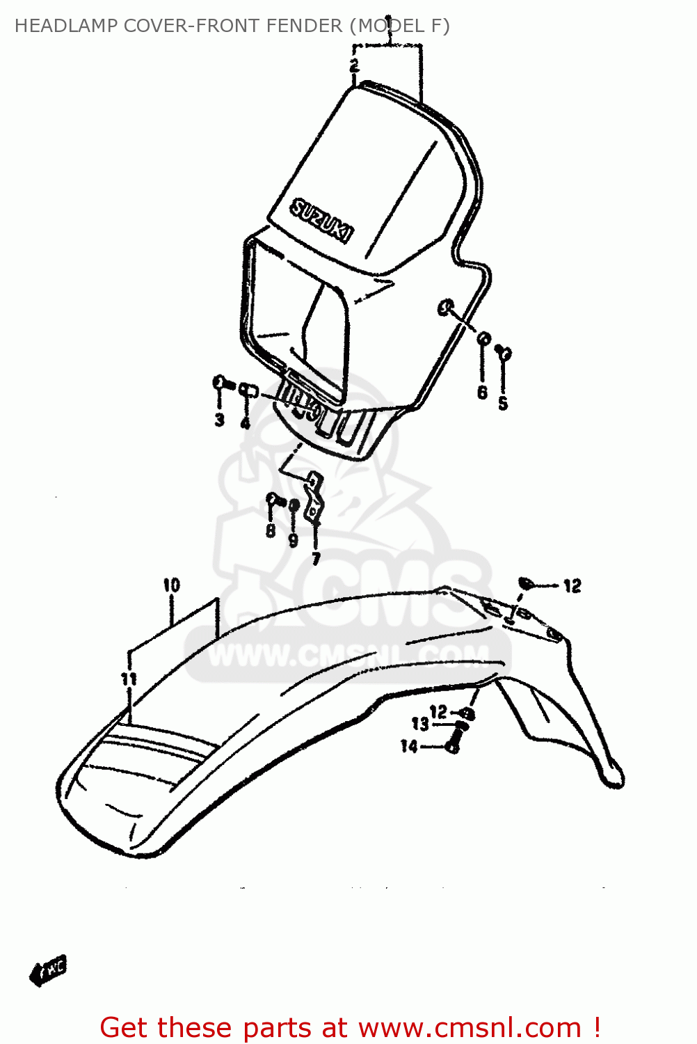 HEADLAMP COVER-FRONT FENDER (MODEL F) DR125S 1987 (H) (E01 E02 E04 E15 E18 E21 E24)