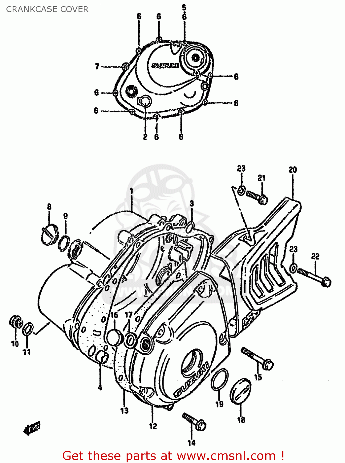 CRANKCASE COVER DR125S 1987 (H) (E01 E02 E04 E15 E18 E21 E24)