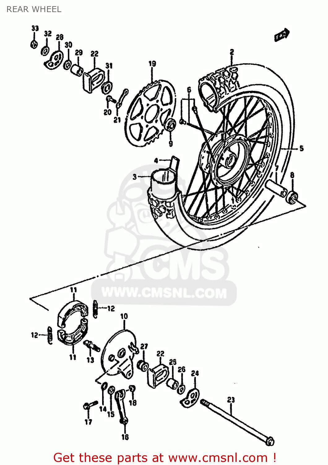 REAR WHEEL DR125S 1987 (H) (E01 E02 E04 E15 E18 E21 E24)