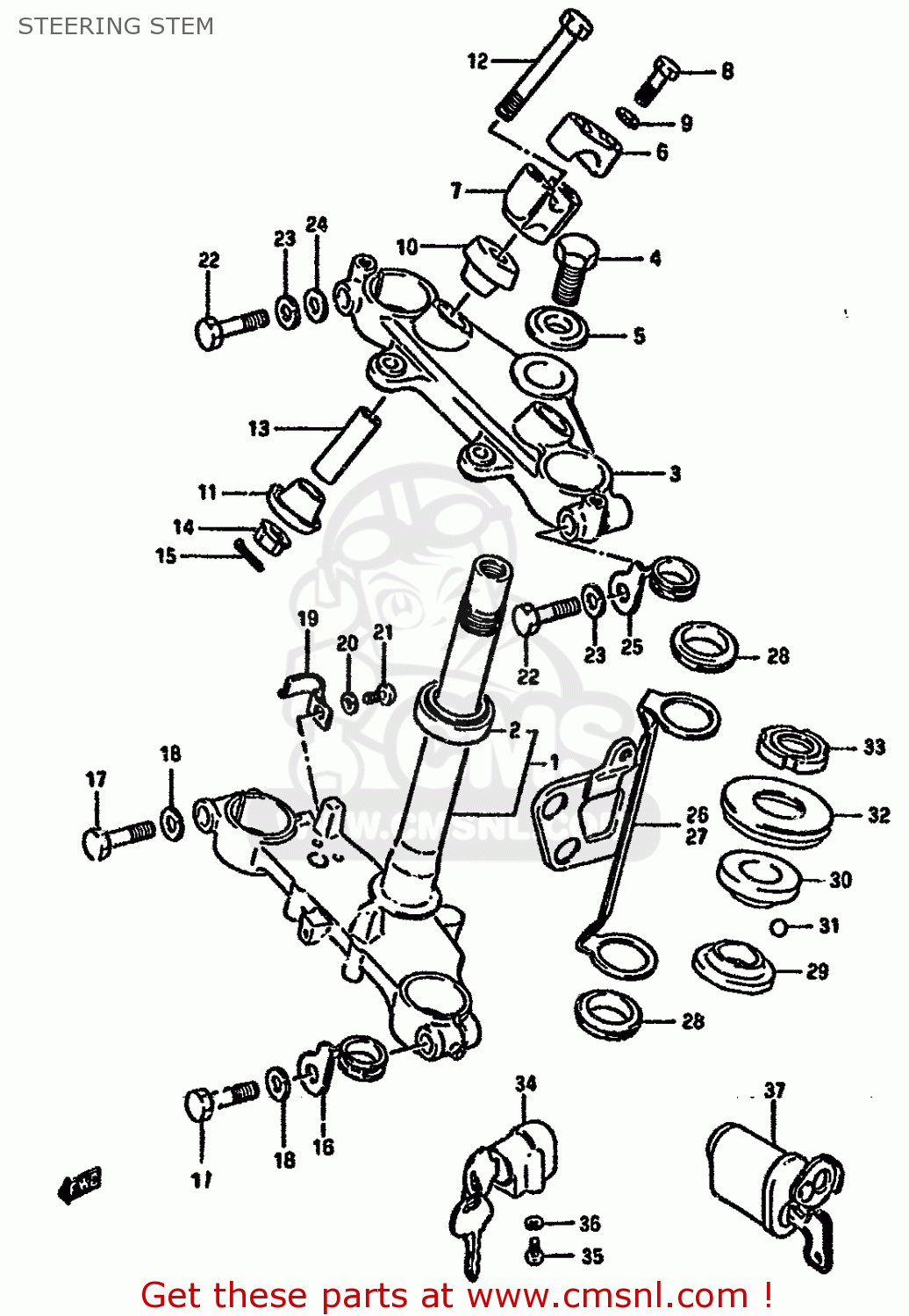STEERING STEM DR125S 1988 (J) UNITED KINGDOM FRANCE FINLAND (E02 E04 E15)