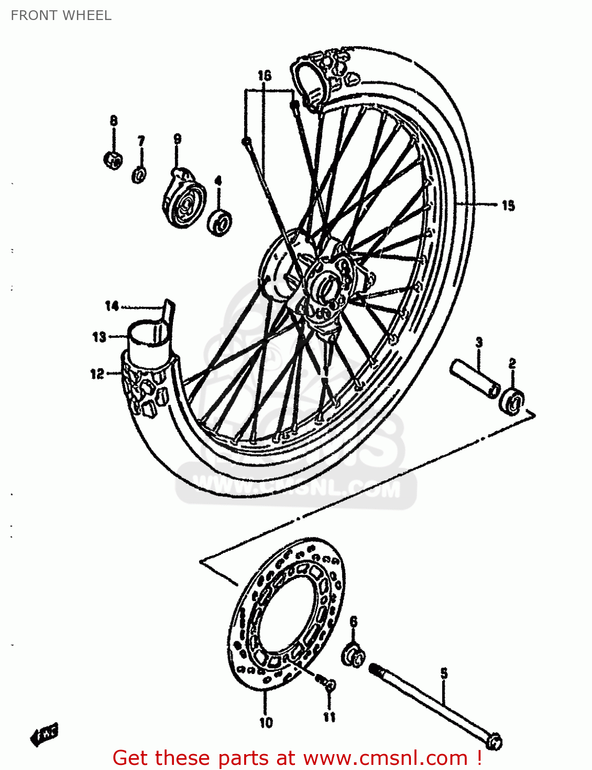 FRONT WHEEL DR125S 1988 (J) UNITED KINGDOM FRANCE FINLAND (E02 E04 E15)