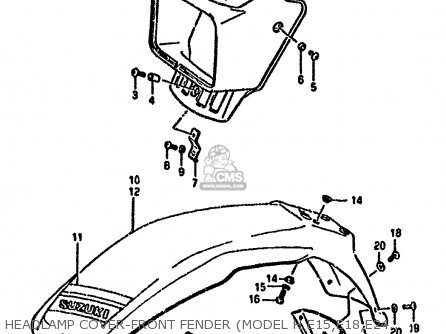 HEADLAMP COVER-FRONT FENDER (MODEL H E15,E18,E24,MODEL J E15 - DR125S 1988 (J) UNITED KINGDOM FRANCE FINLAND (E02 E04 E15)