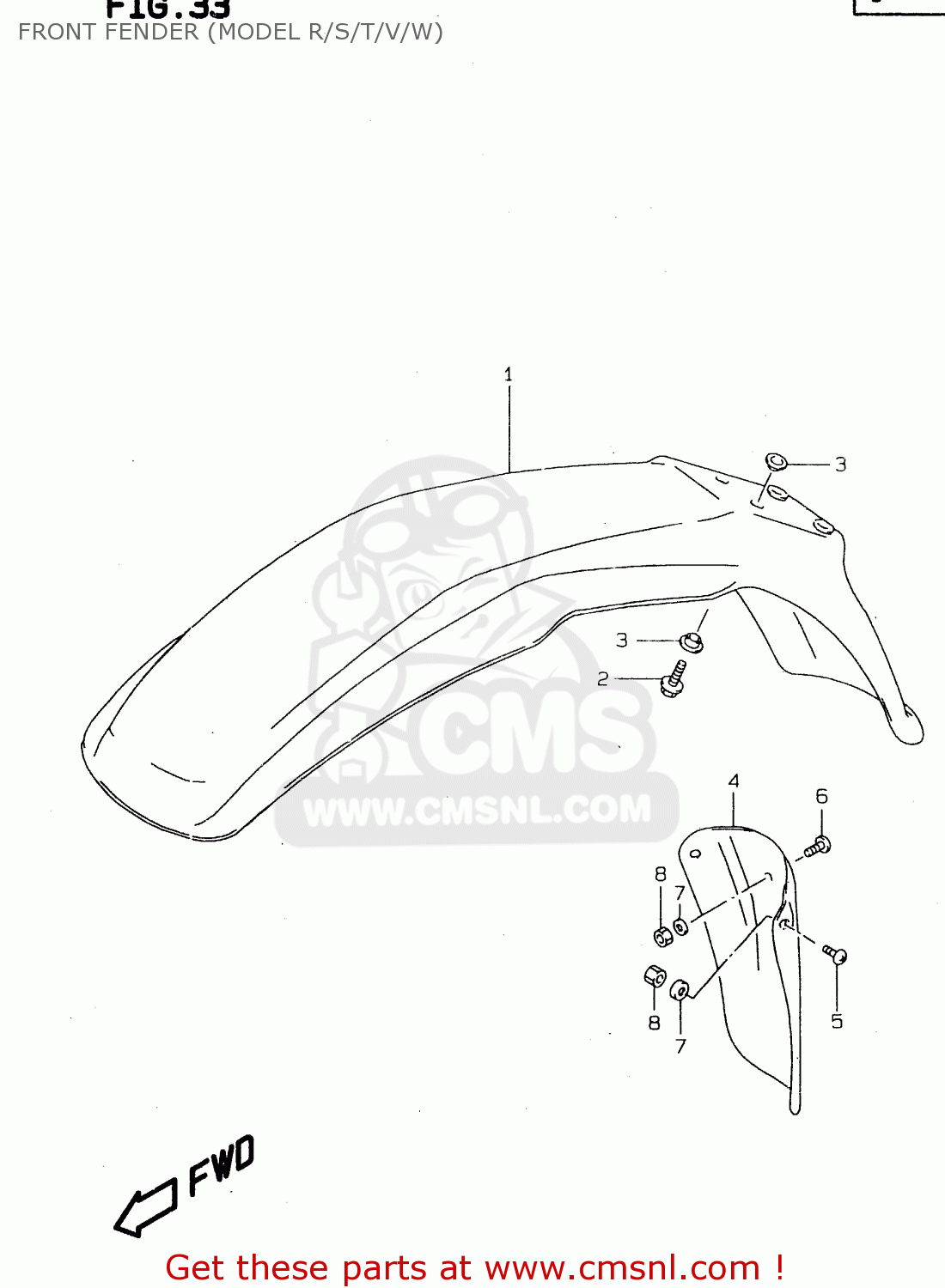 FRONT FENDER (MODEL R/S/T/V/W) DR125SE 1994 (R) GENERAL FRANCE ITALY (E01 E04 E34)