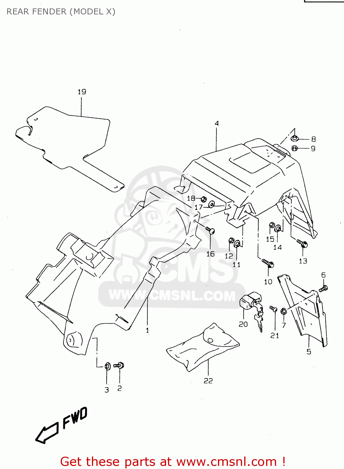 REAR FENDER (MODEL X) DR125SE 1994 (R) GENERAL FRANCE ITALY (E01 E04 E34)