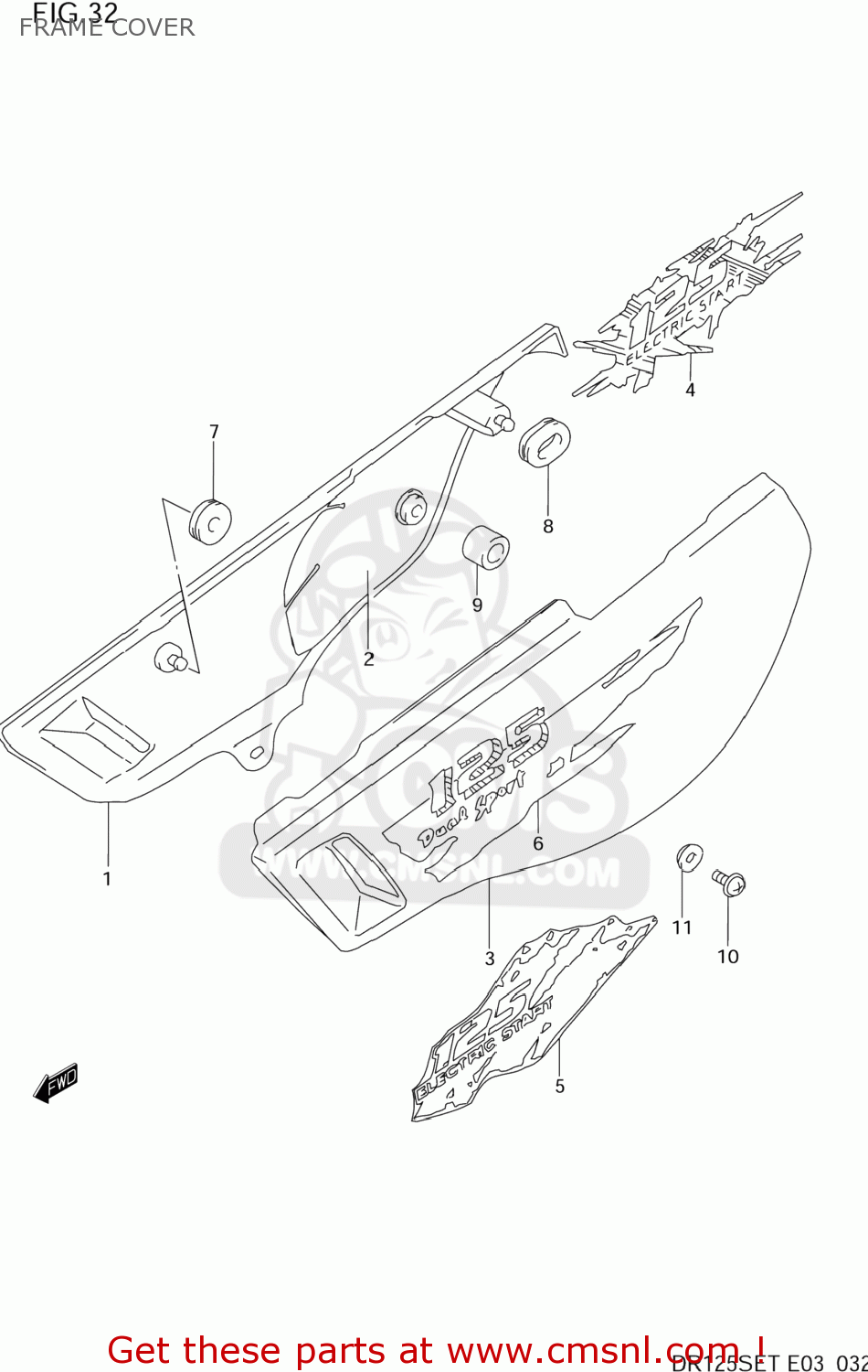 FRAME COVER DR125SE 1994 (R) USA (E03)