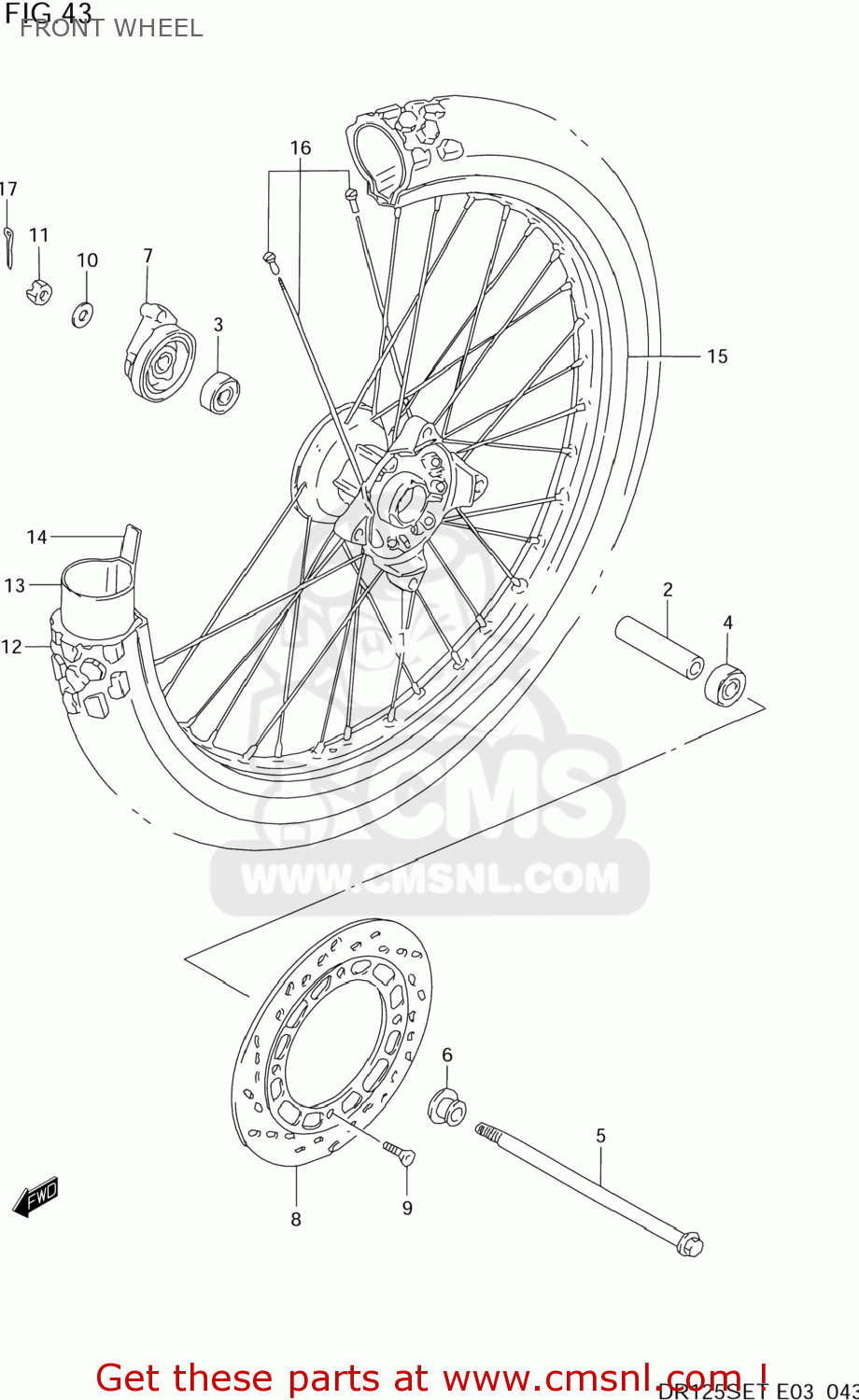 FRONT WHEEL DR125SE 1994 (R) USA (E03)