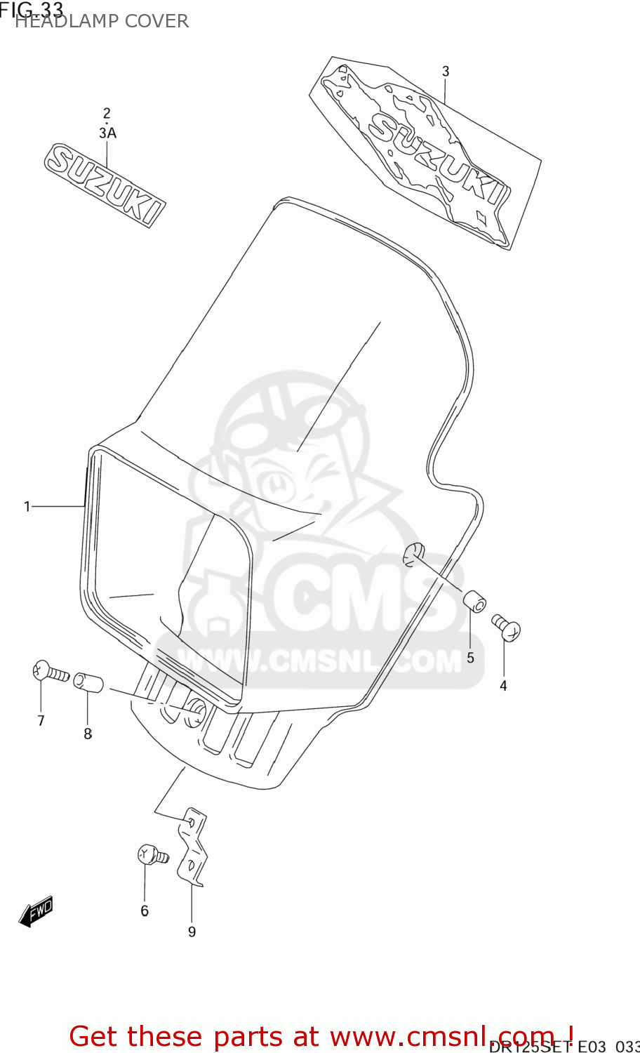 HEADLAMP COVER DR125SE 1994 (R) USA (E03)