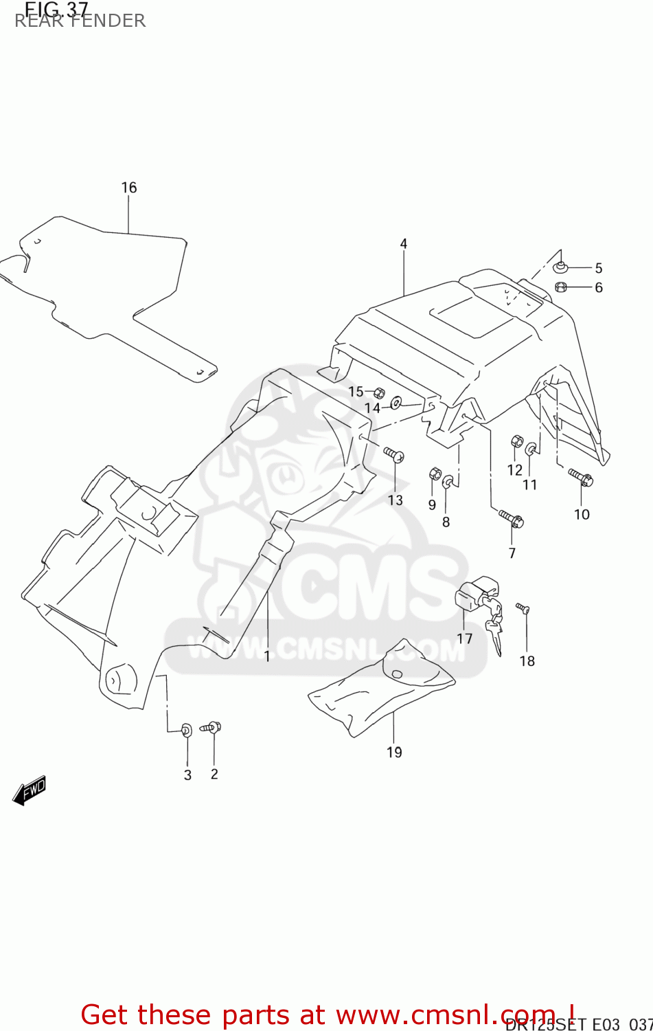 REAR FENDER DR125SE 1994 (R) USA (E03)