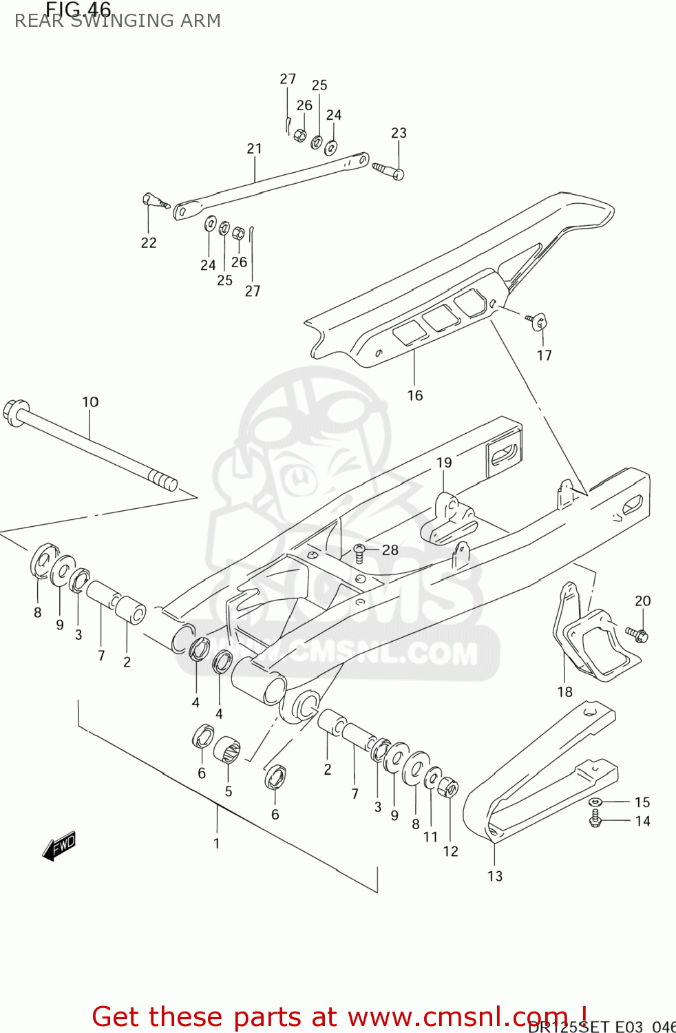 REAR SWINGING ARM DR125SE 1994 (R) USA (E03)