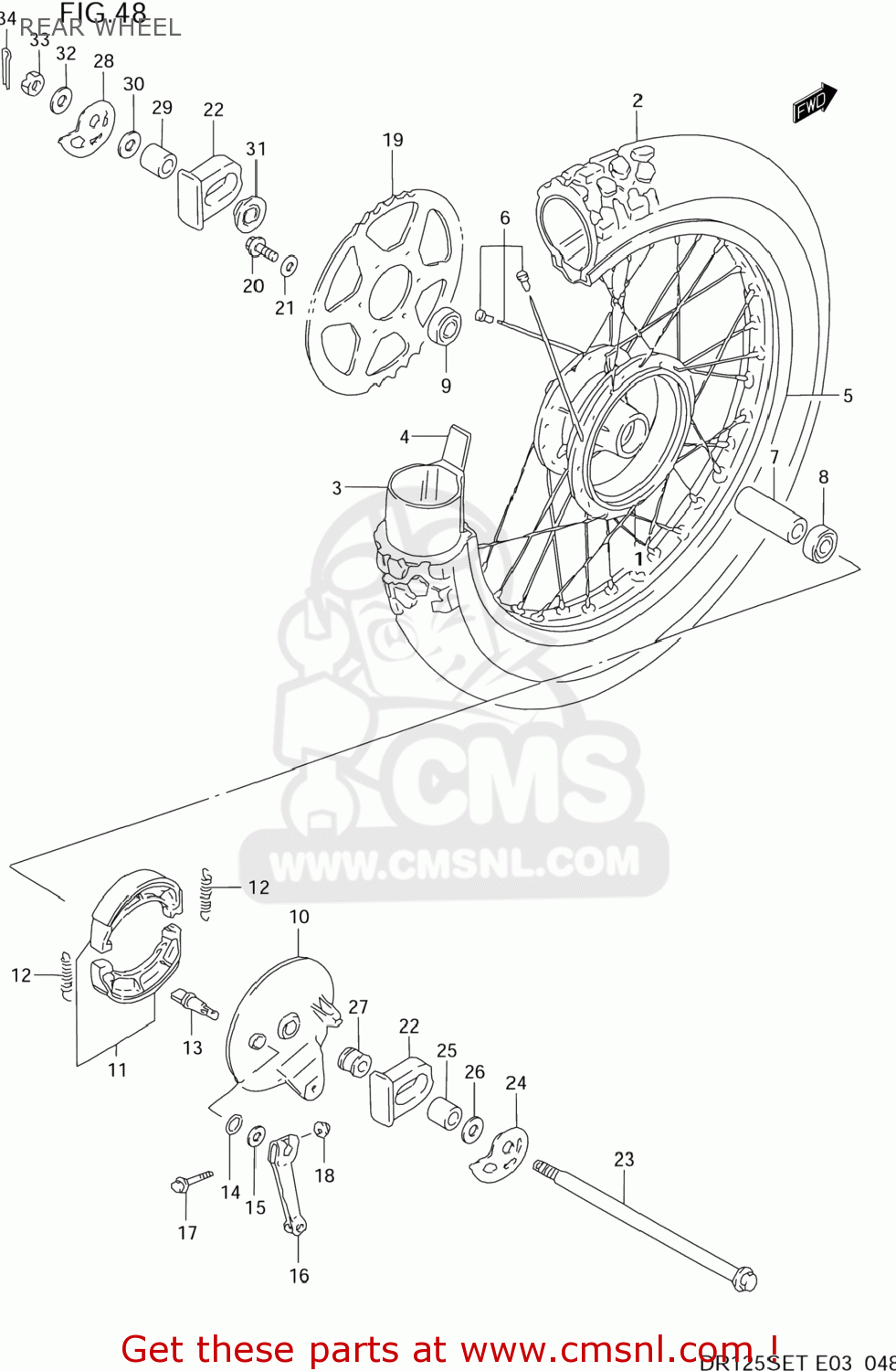 REAR WHEEL DR125SE 1994 (R) USA (E03)