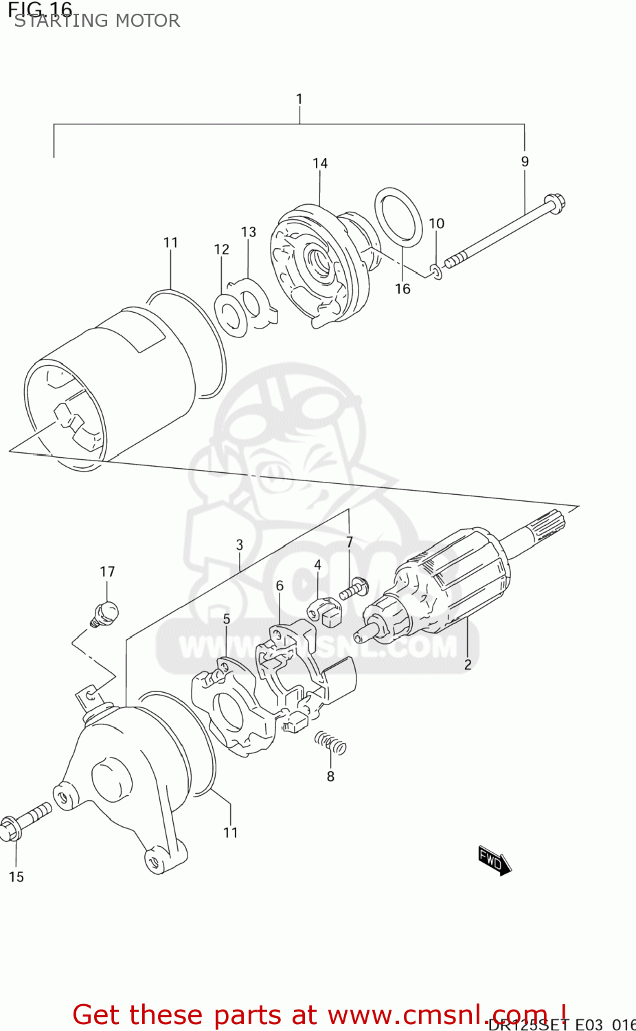 STARTING MOTOR DR125SE 1994 (R) USA (E03)