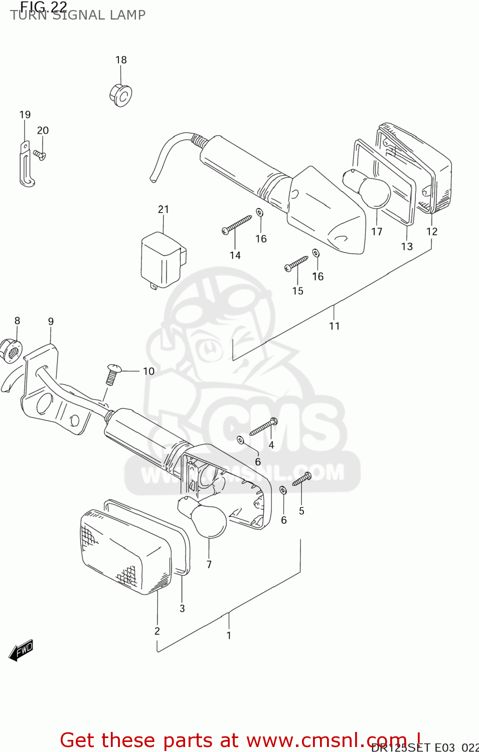 TURN SIGNAL LAMP DR125SE 1994 (R) USA (E03)