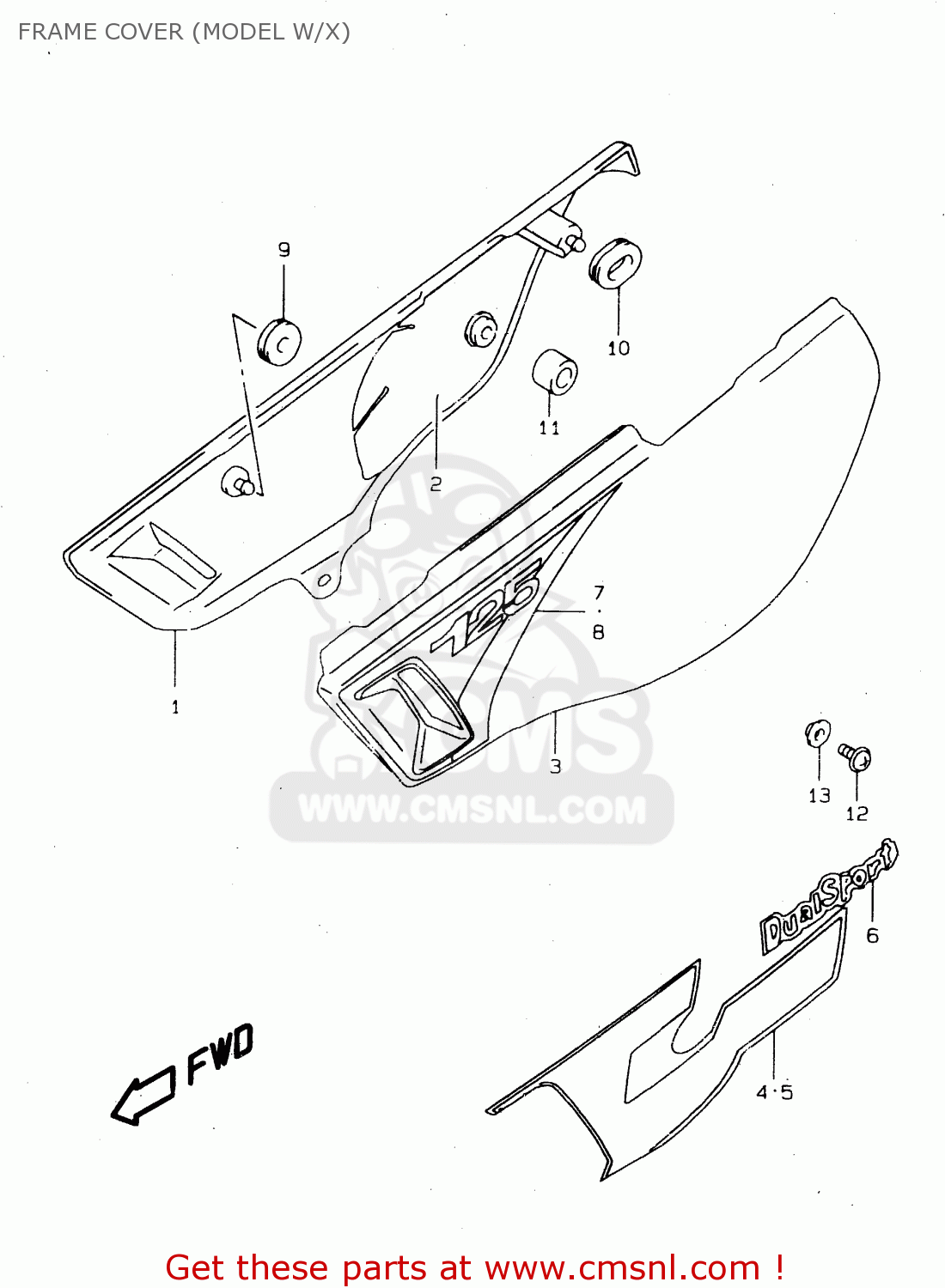 FRAME COVER (MODEL W/X) DR125SE 1995 (S) FRANCE GERMANY (E04 E22)