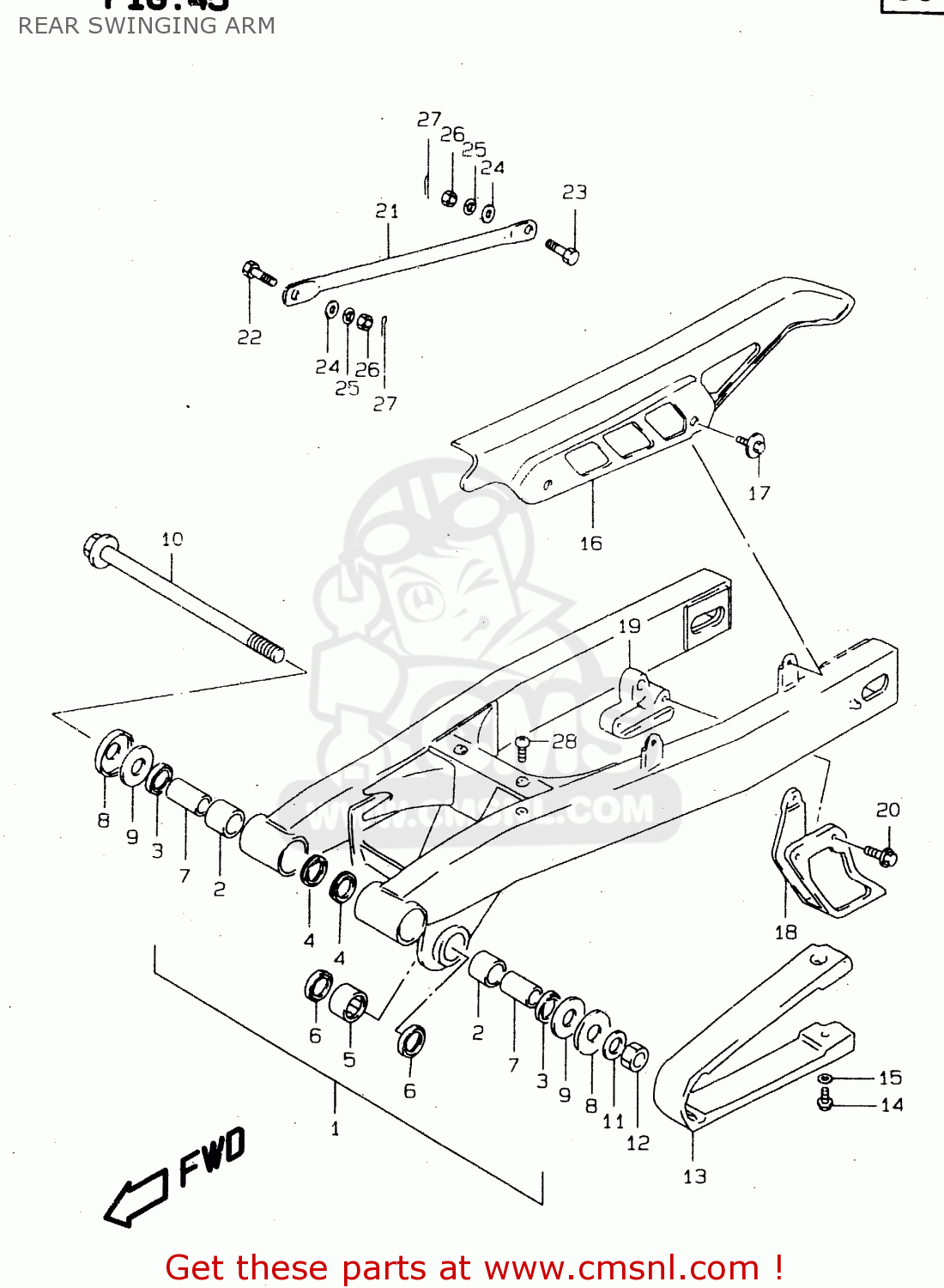 REAR SWINGING ARM DR125SE 1995 (S) FRANCE GERMANY (E04 E22)