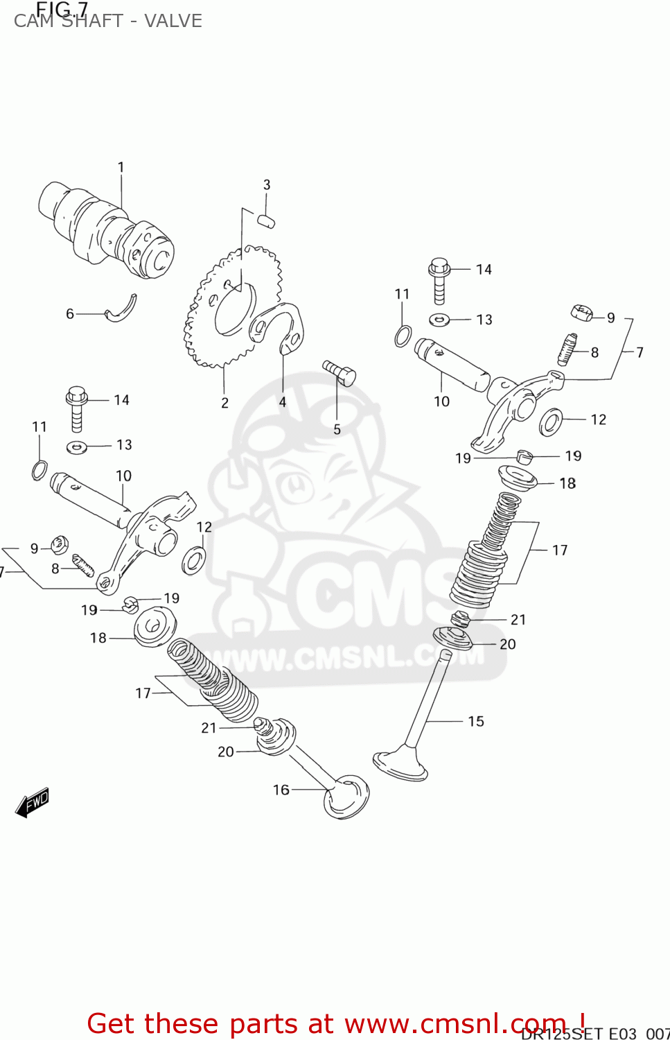 CAM SHAFT - VALVE DR125SE 1995 (S) USA (E03)